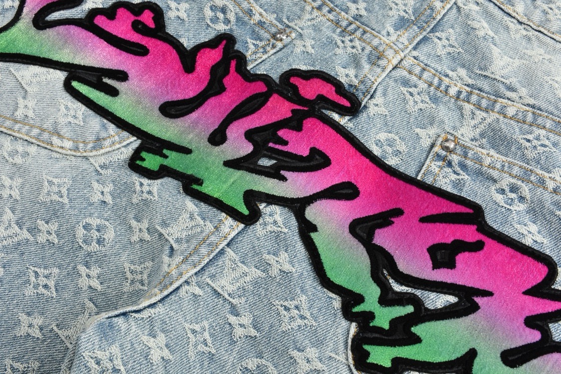 Macaron Embroidered Jacquard Jeans