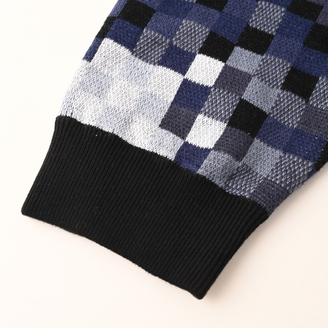 Gradient Mosaic Jacquard Ribbed Knit Sweater