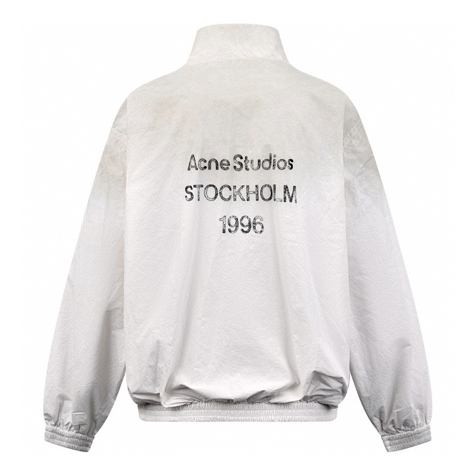 distressed logo zip-up jacket