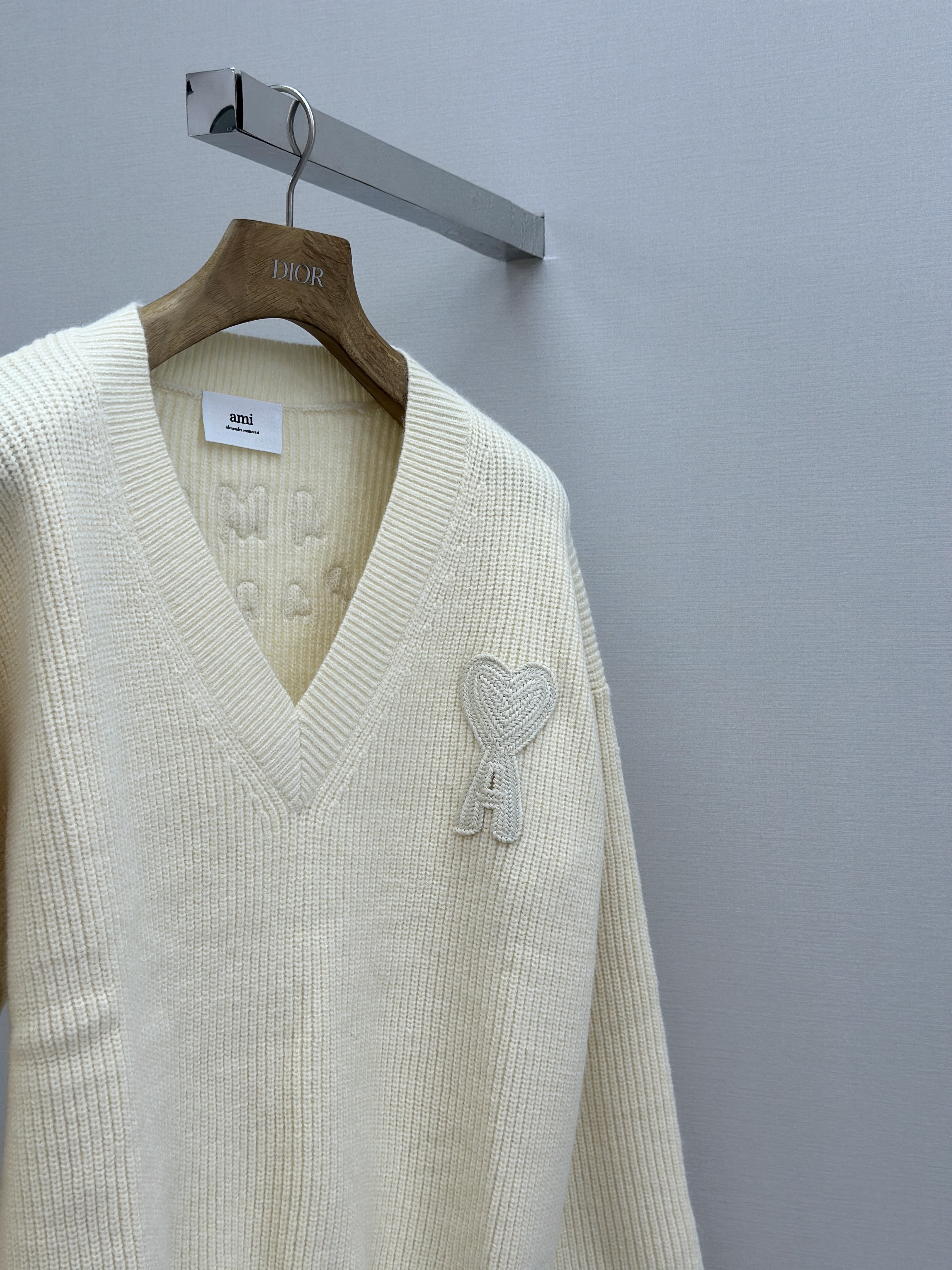 Heart Stripe V-Neck Long Sleeve Sweater