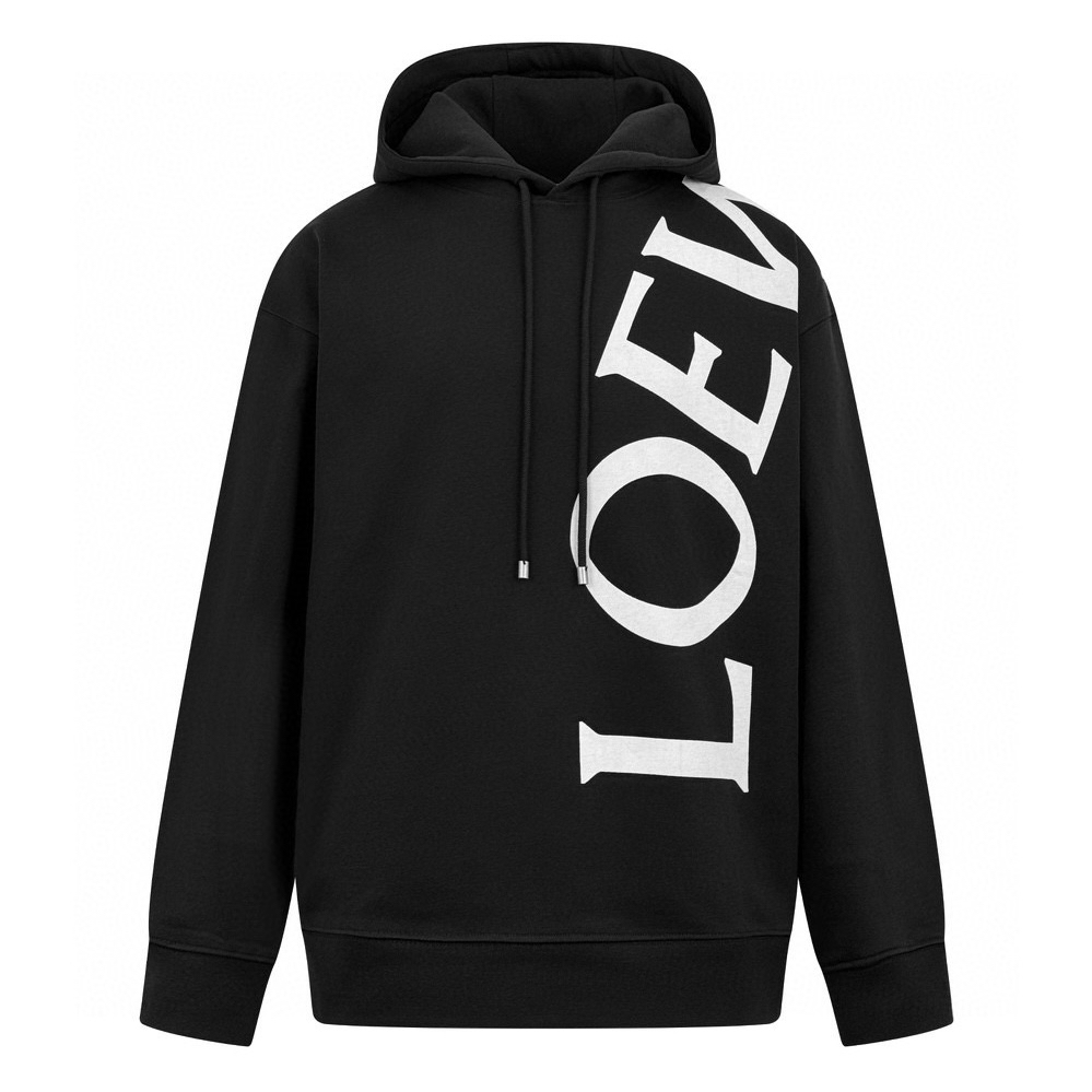 Cross-shoulder letter print hooded sweatshirt
