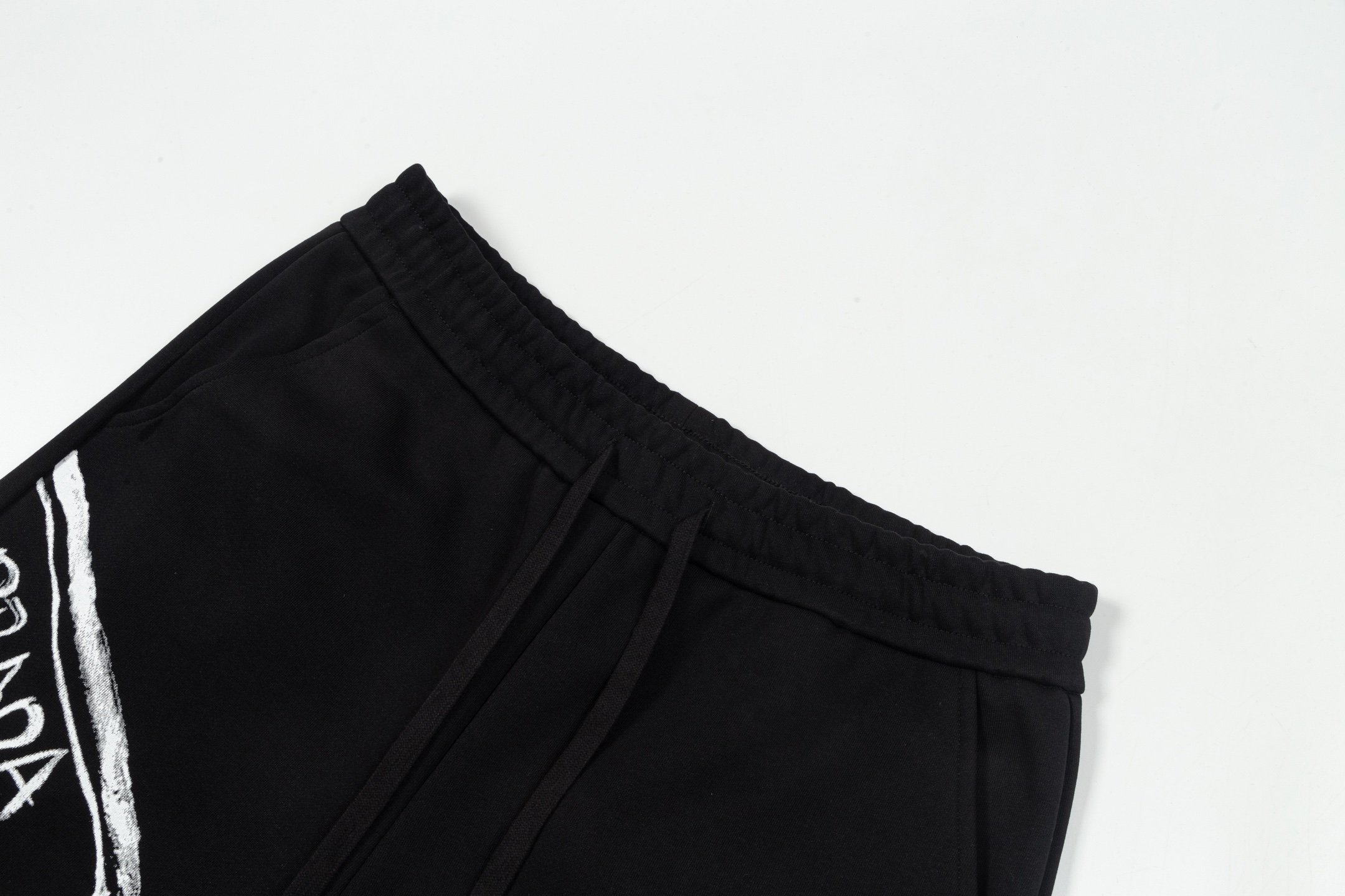 White Graffiti Print Shorts