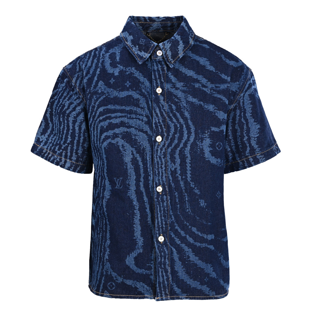 Dark denim short-sleeved shirt