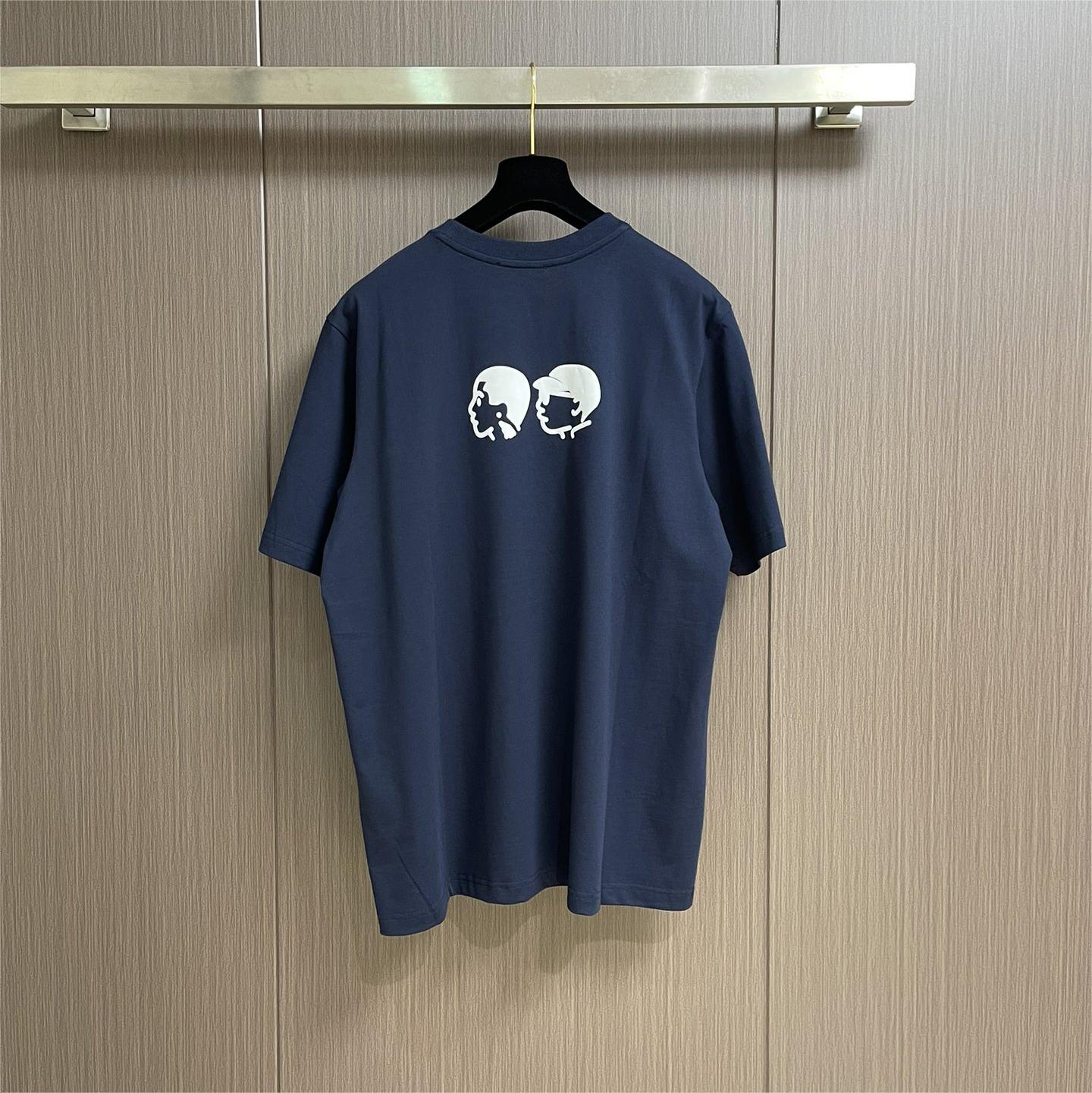 Navy Blue Trendy Cartoon Graphic T-Shirt
