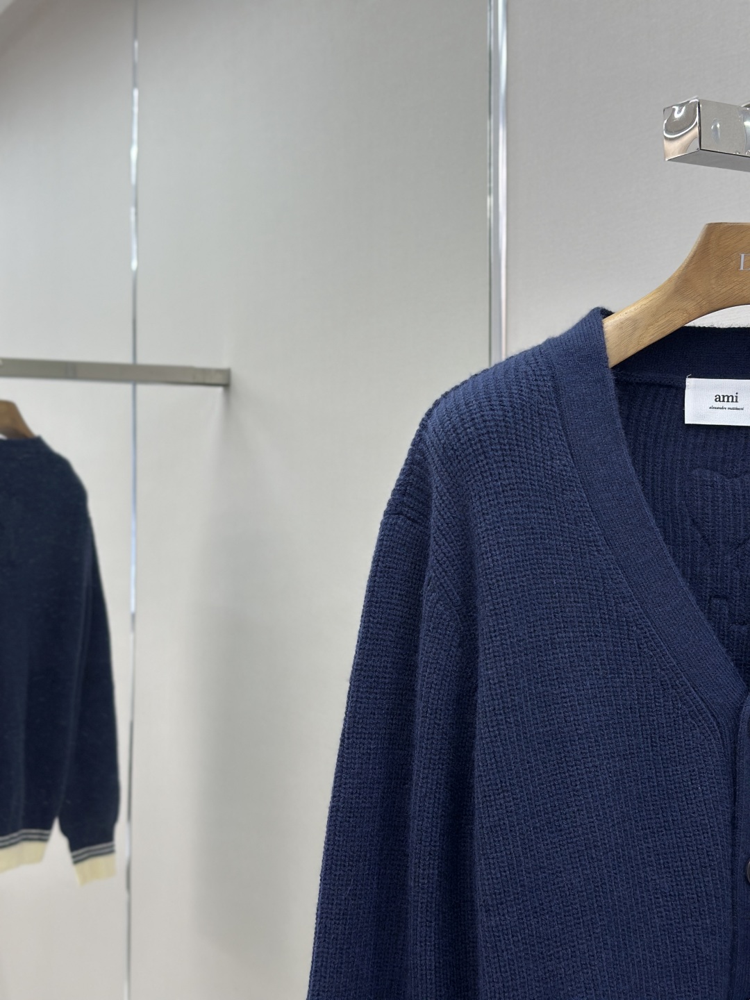 New Woven ADC Heart Stripe V-Neck Cardigan Sweater