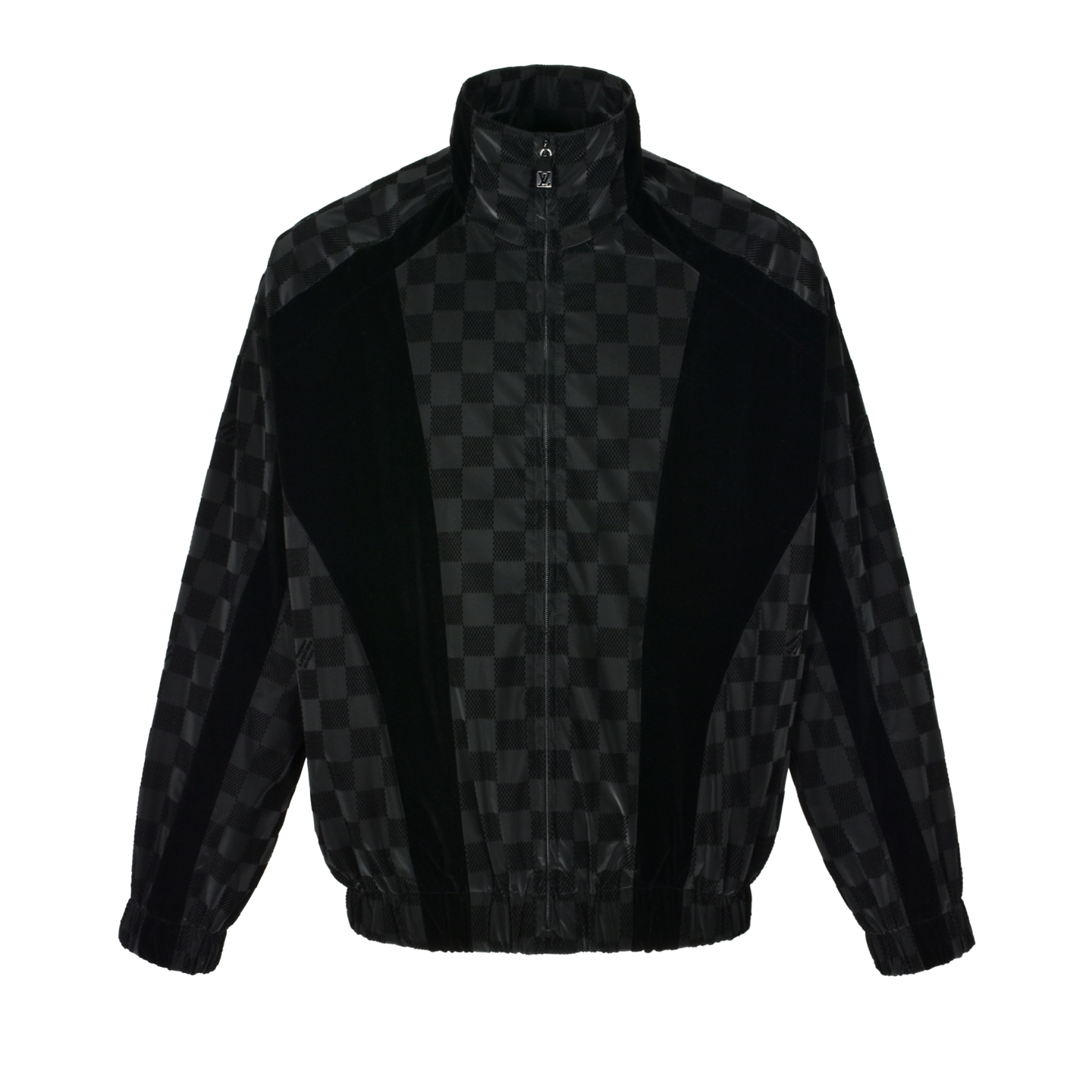 Checkerboard lettering flocked jacket