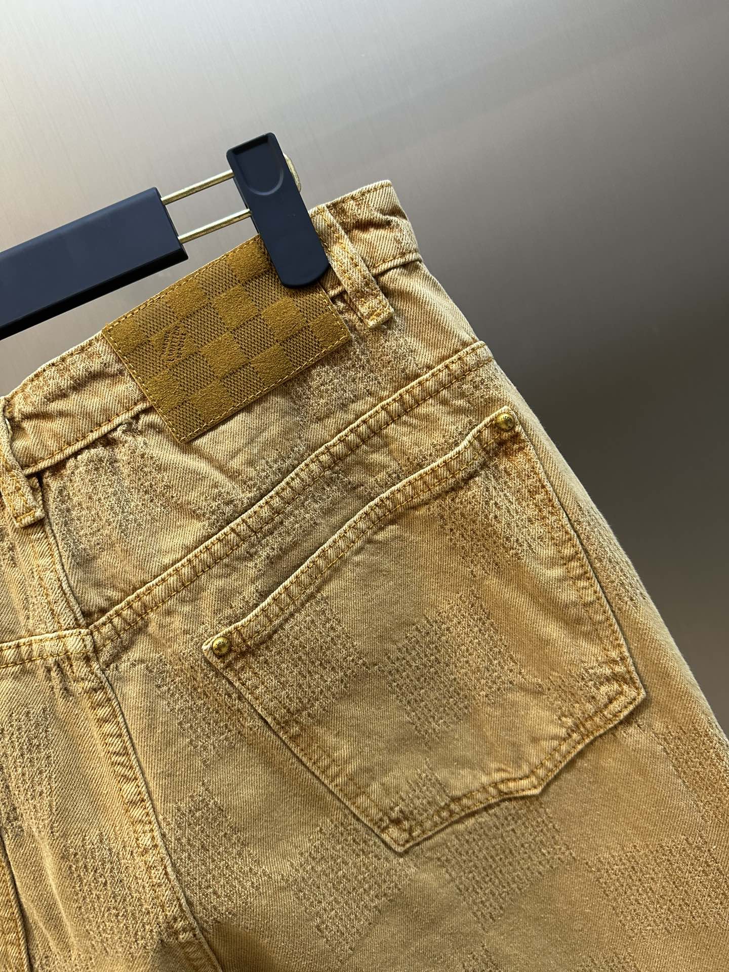 Saddle Checkerboard Denim Pants