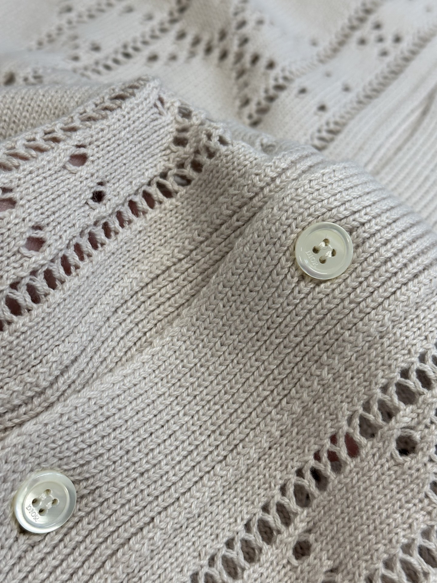 Letter Appliqué Hollow-Out Knit Short-Sleeve Shirt