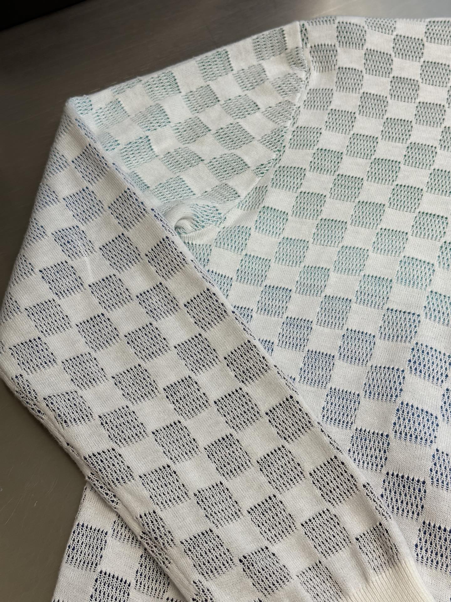 Chessboard Gradient Jacquard Sweater