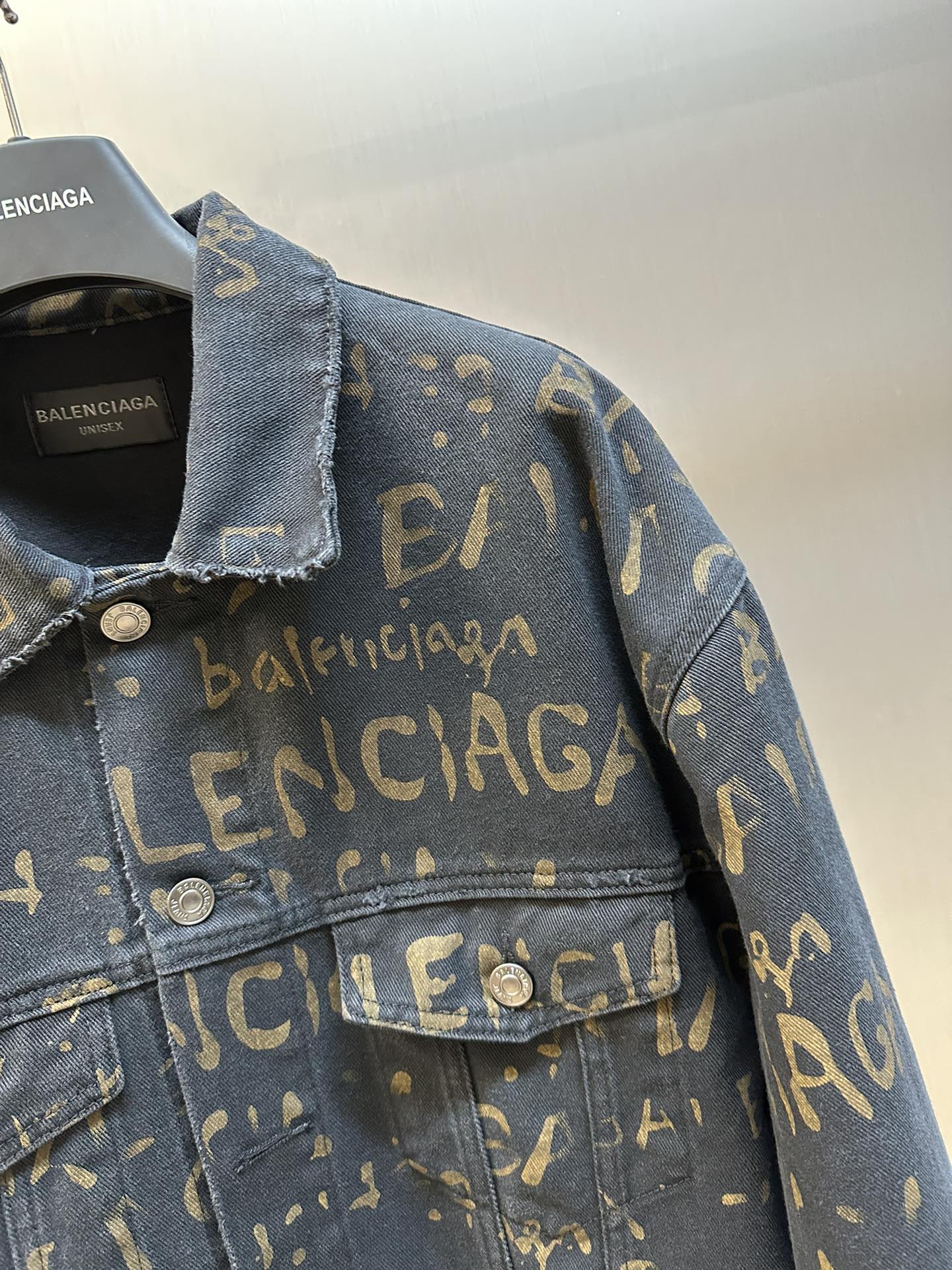 Washed All-Over Print Denim Jacket