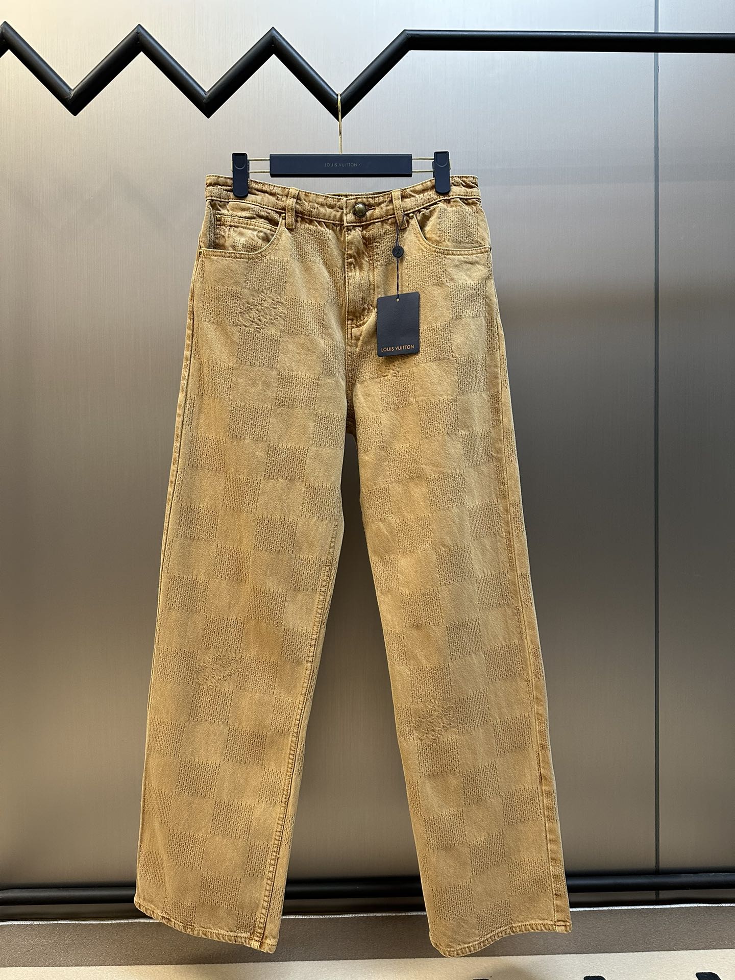 Saddle Checkerboard Denim Pants