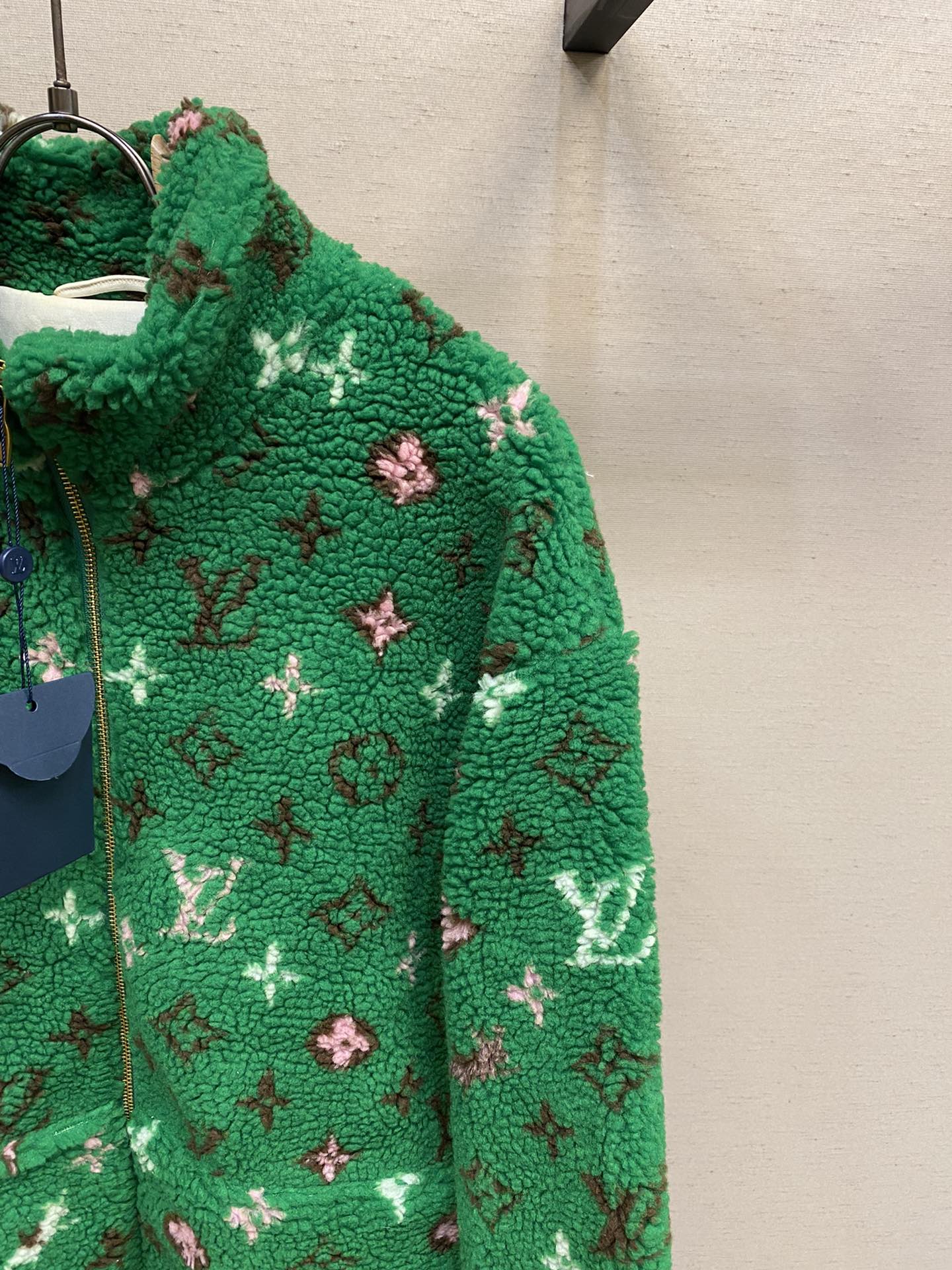 Plush Long Sleeve Stand Collar Coat