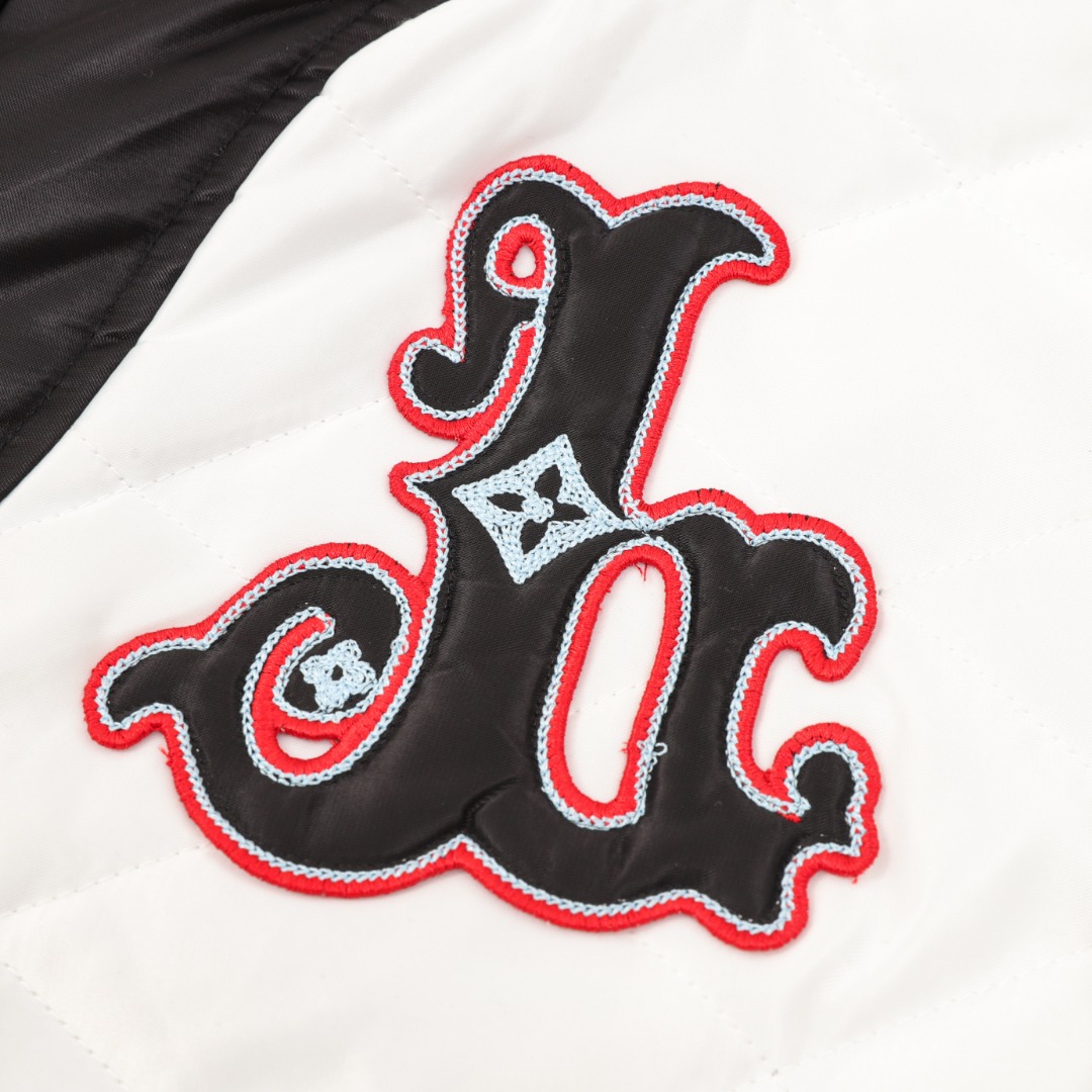 Black And White Patchwork Embroidered Baseball Jacket