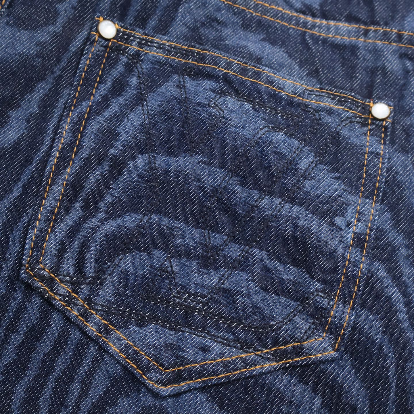 Men's Pixelated Tree Print Denim Jeans