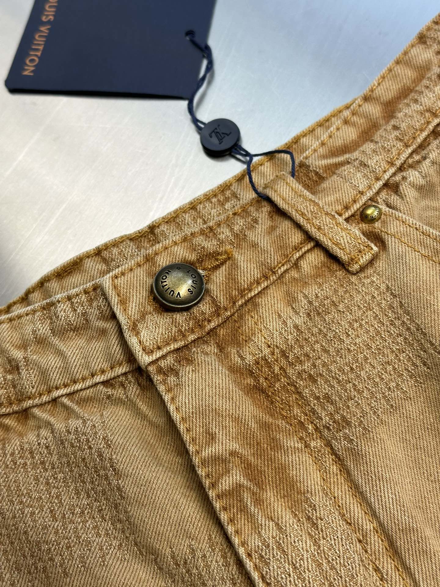 Saddle Checkerboard Denim Pants