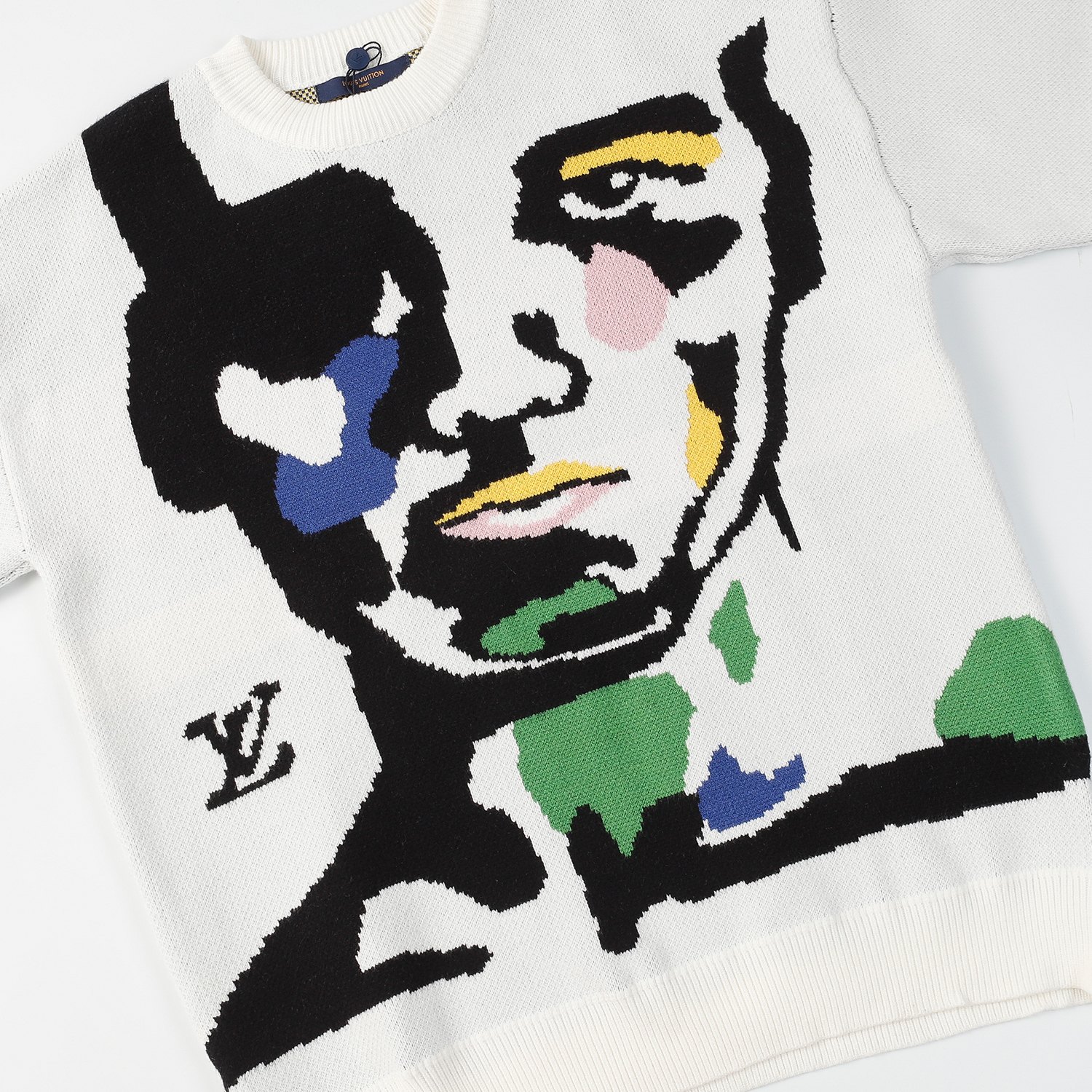 Jacquard crew neck pullover sweater