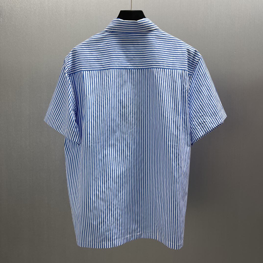 Striped Patchwork Short-Sleeve Shirt