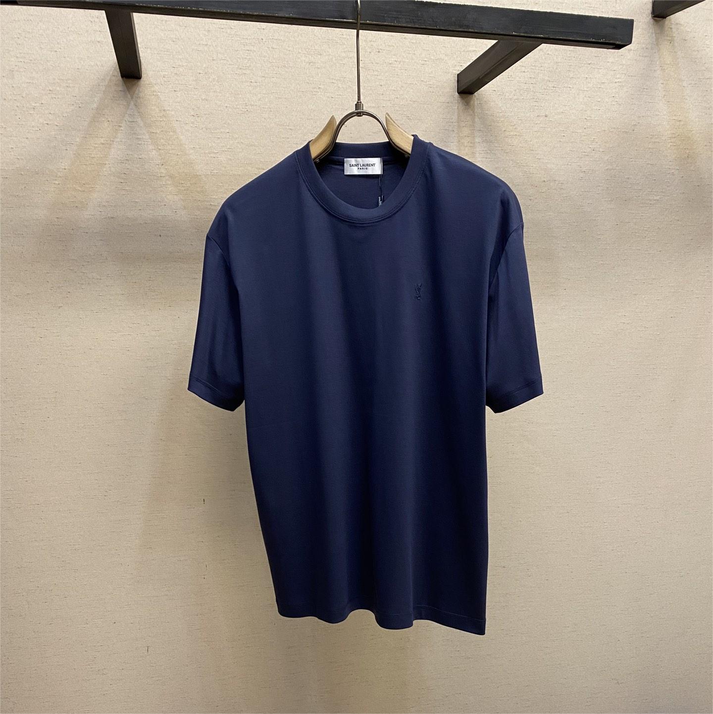 Mulberry Silk Embroidered Short-Sleeve T-Shirt