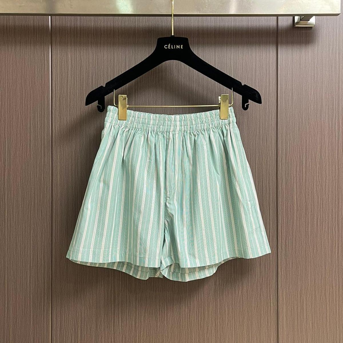 Mint green striped shorts
