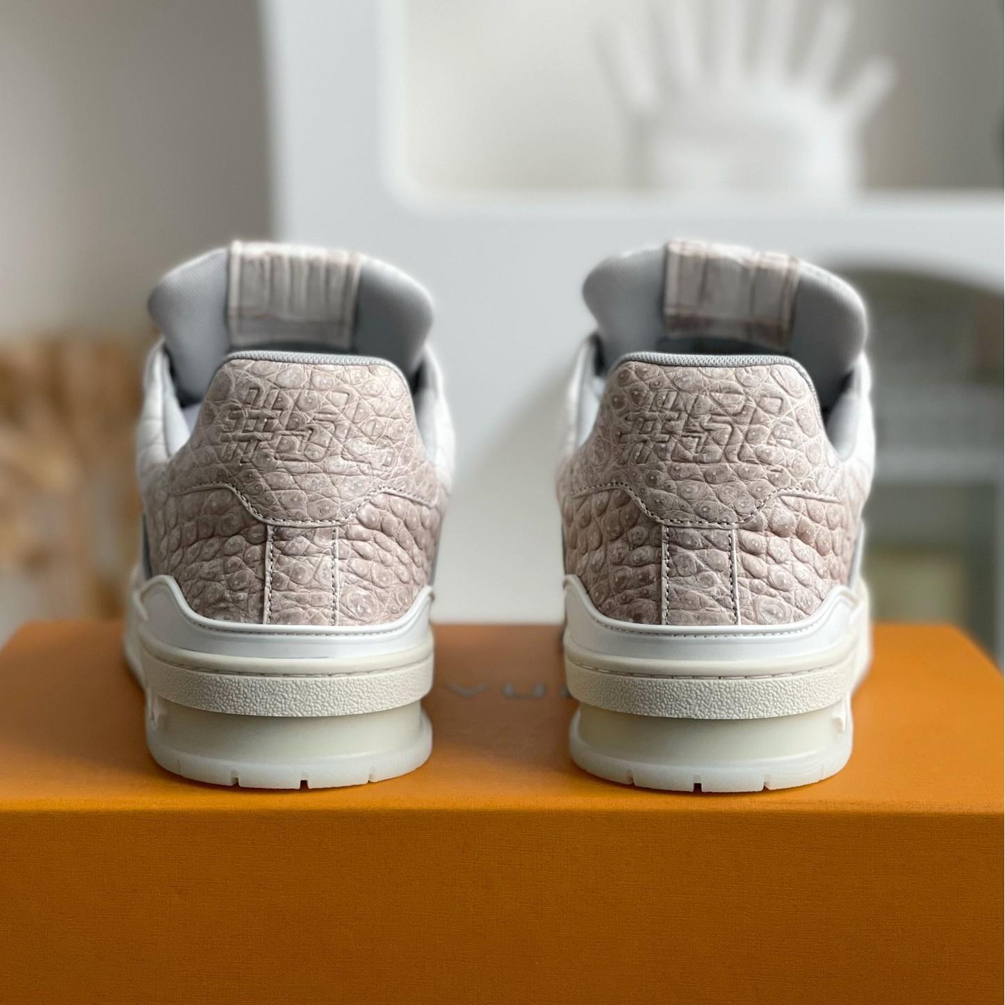 WHITE TRAINER CROCODILE LEATHER