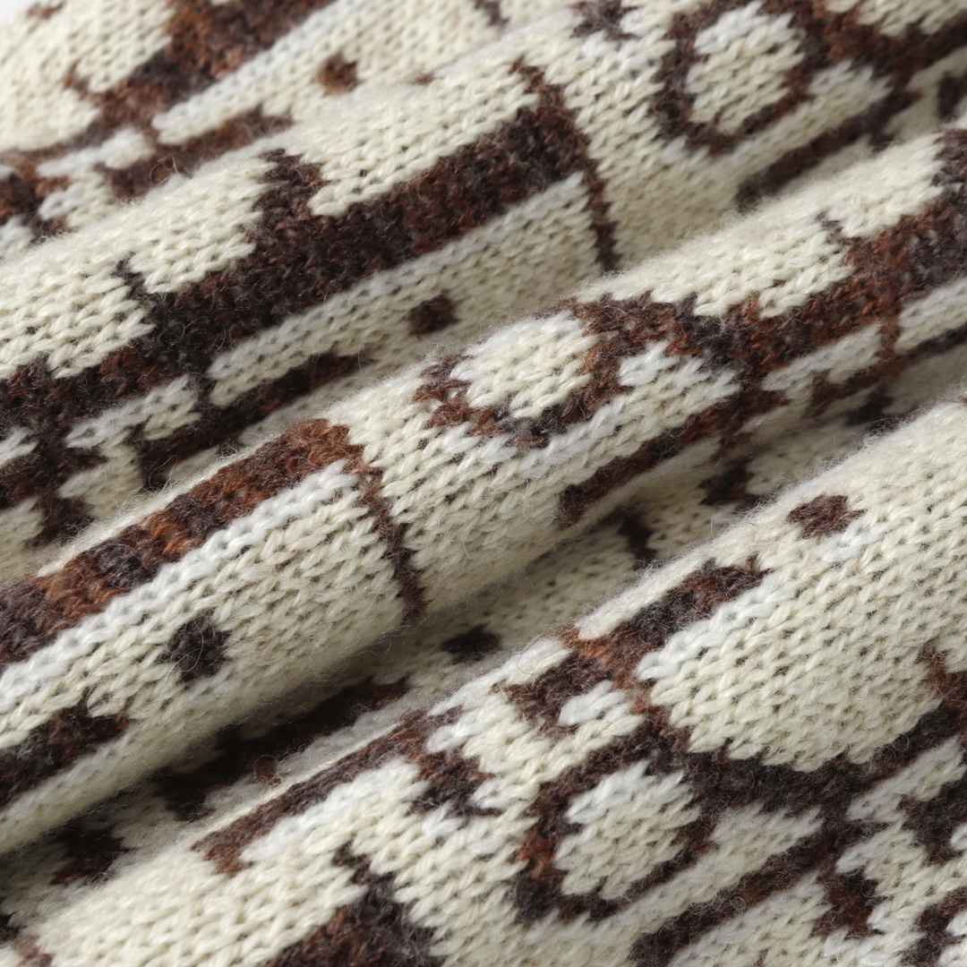 24FW Jacquard Logo Pattern Wool Knit Cardigan