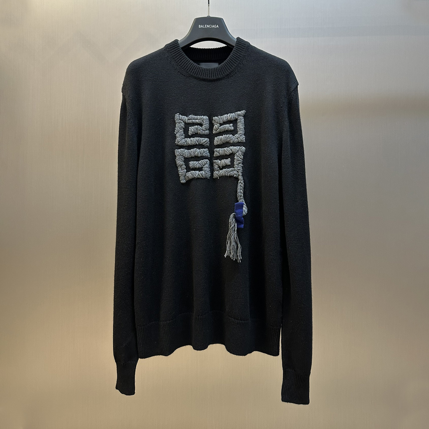 Blue Bow-Embellished Sweater