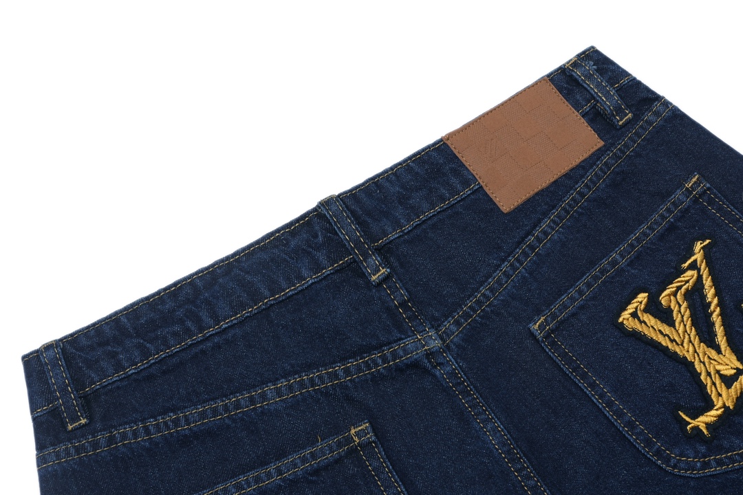 Rope Signature Letter Embroidery Denim Short