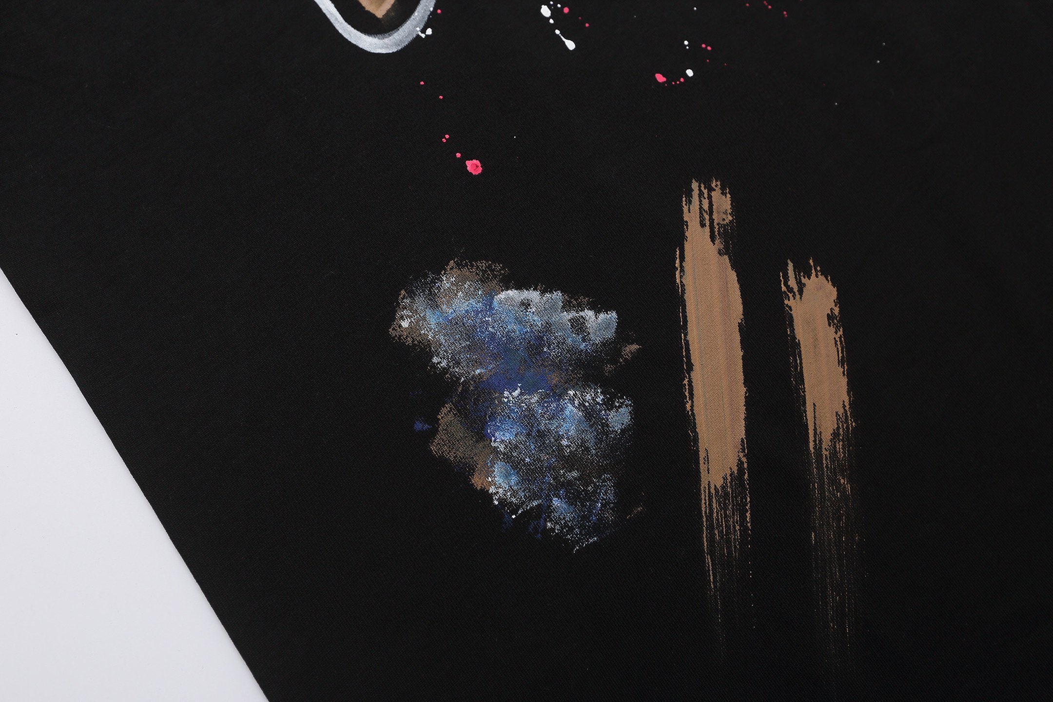 Hand-painted ink round neck short T-shirt