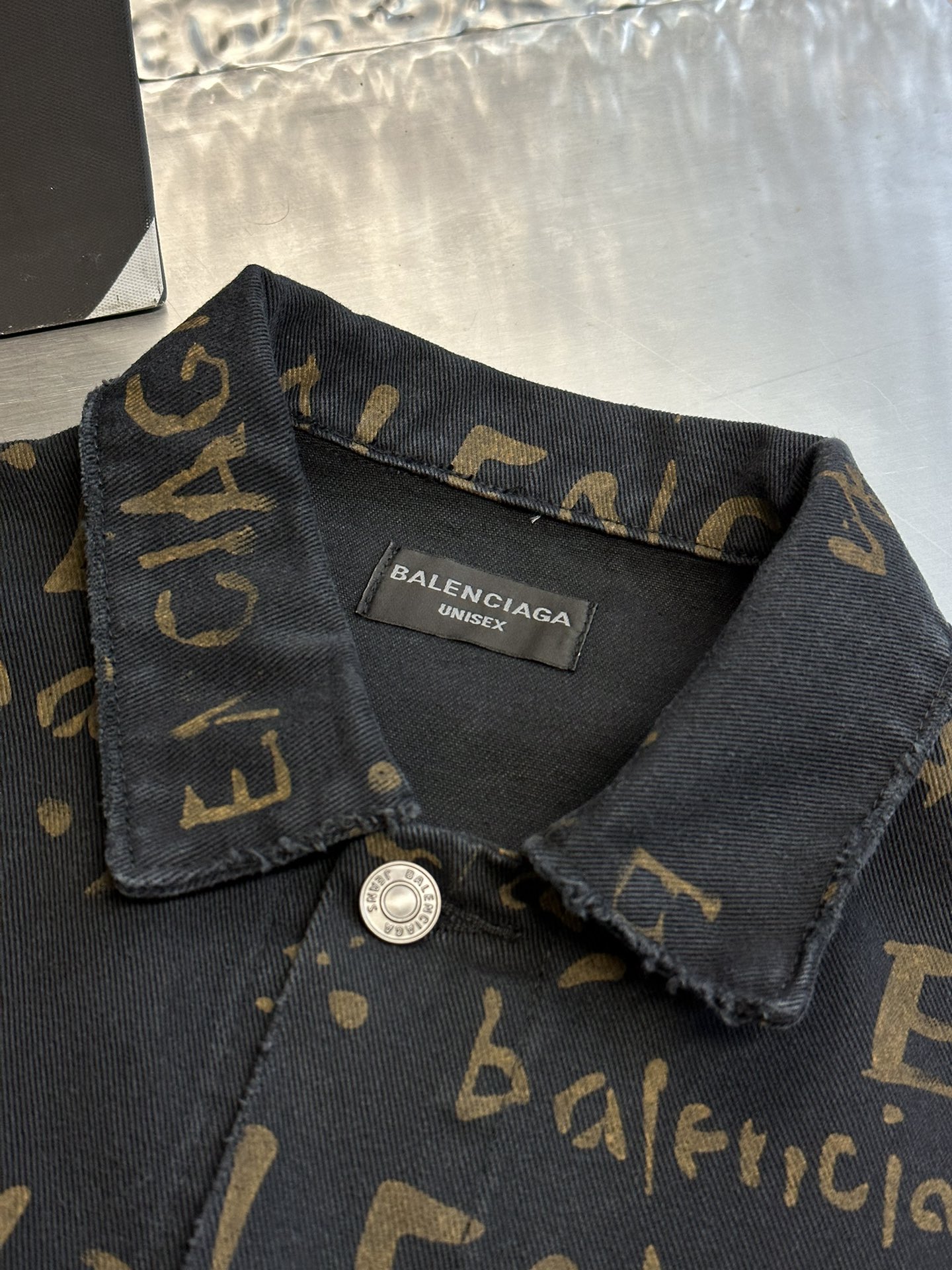 Washed All-Over Print Denim Jacket