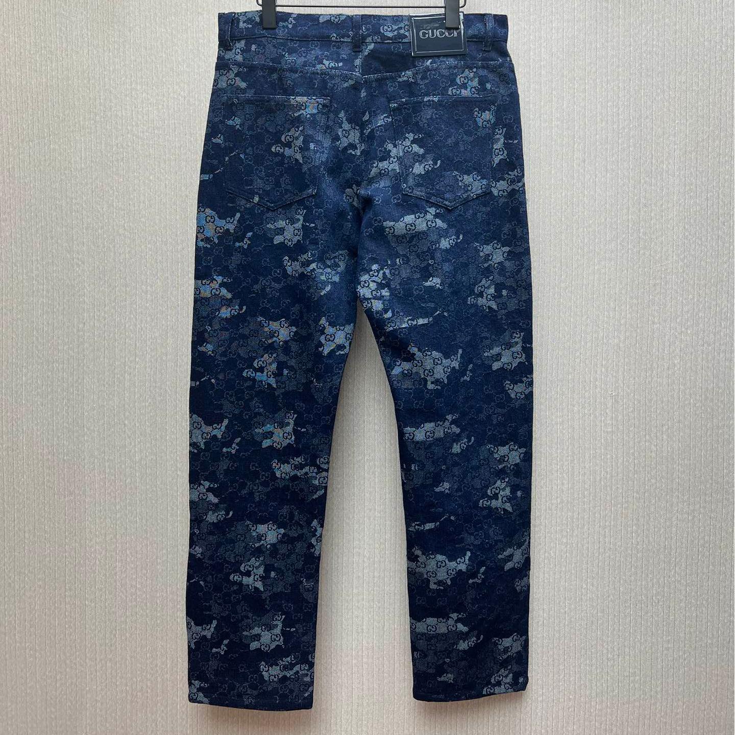 Dark blue jacquard jeans