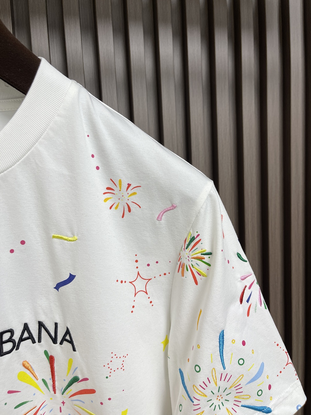 Spray print crew neck T-shirt