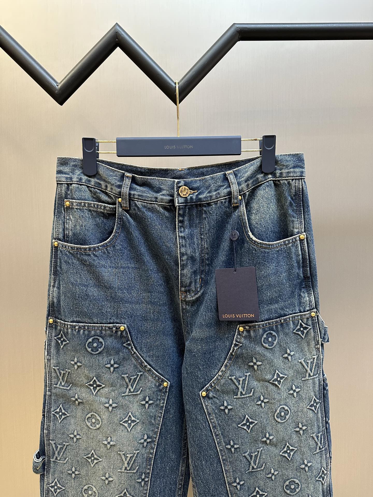 Embossed Floral Denim Jeans