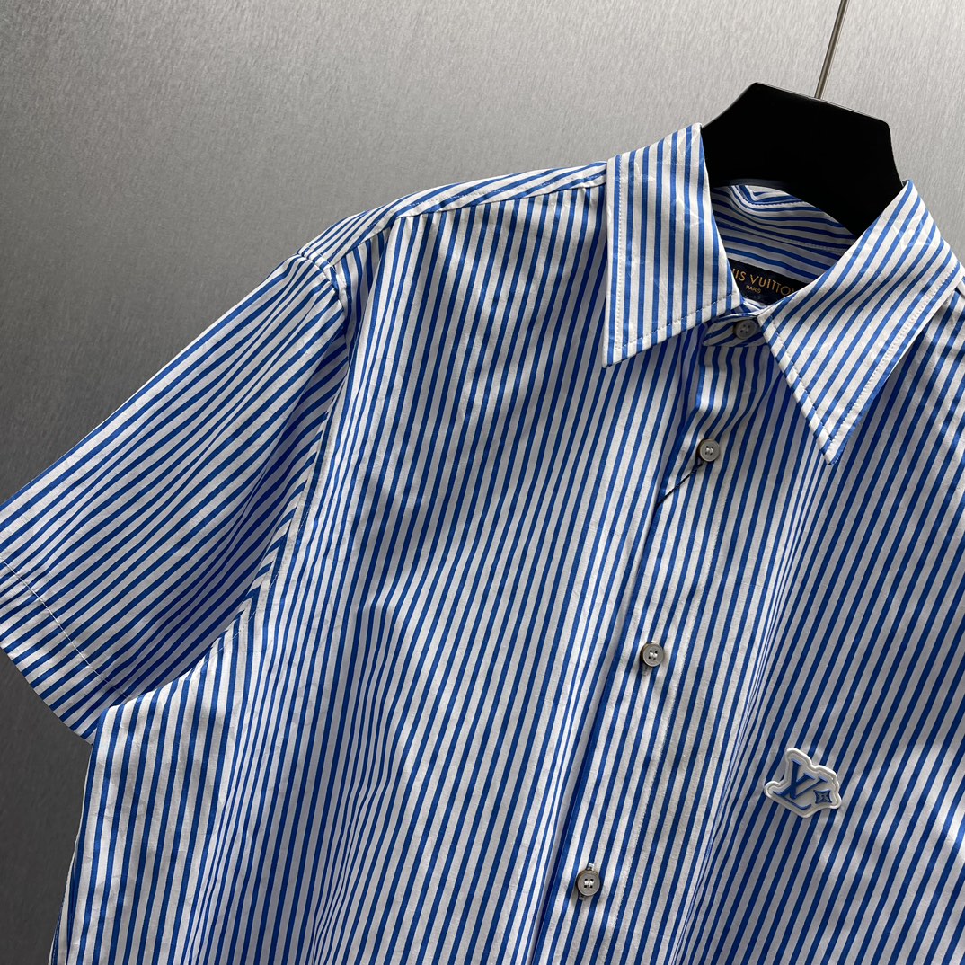 Striped Patchwork Short-Sleeve Shirt