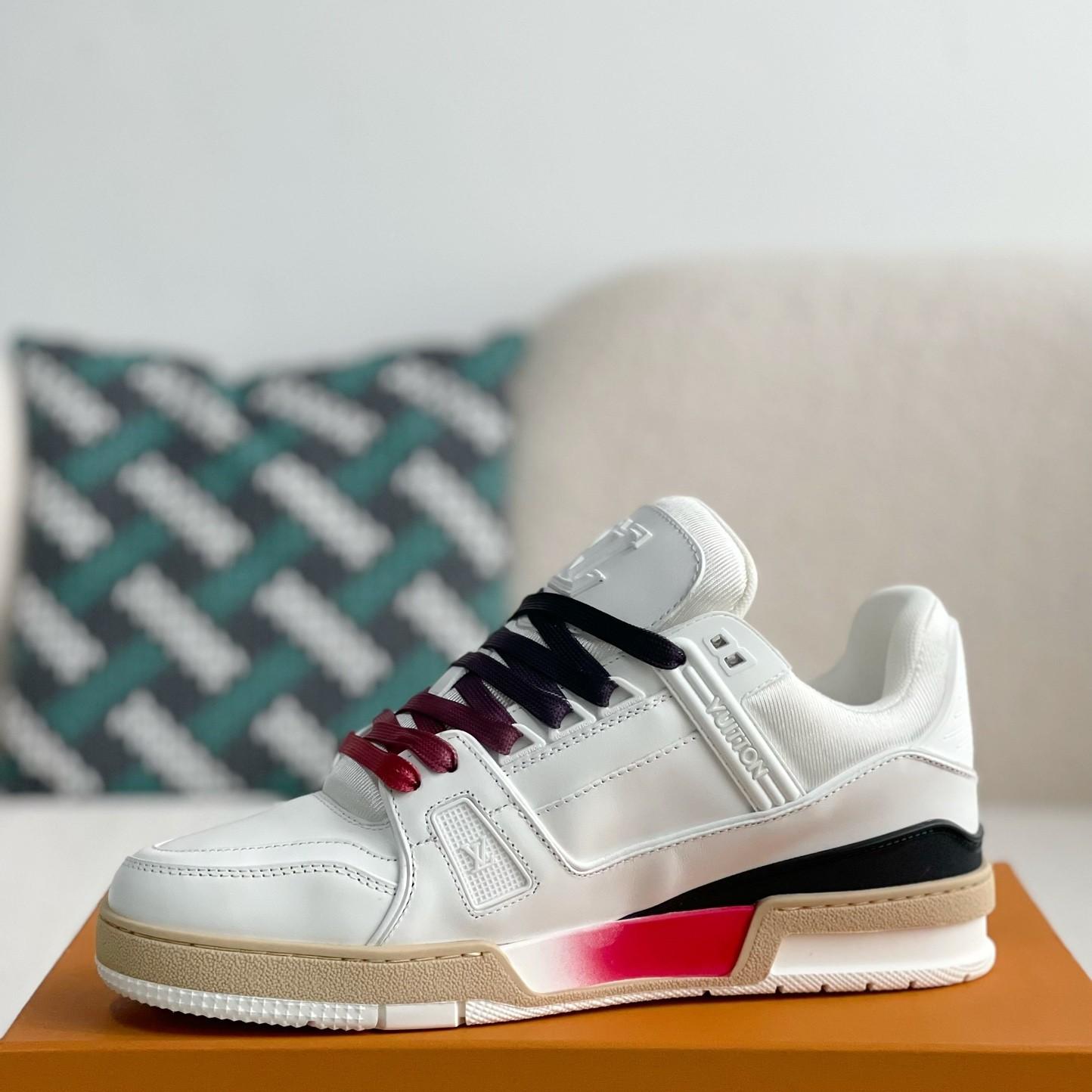 White and Red Trainer Sneaker