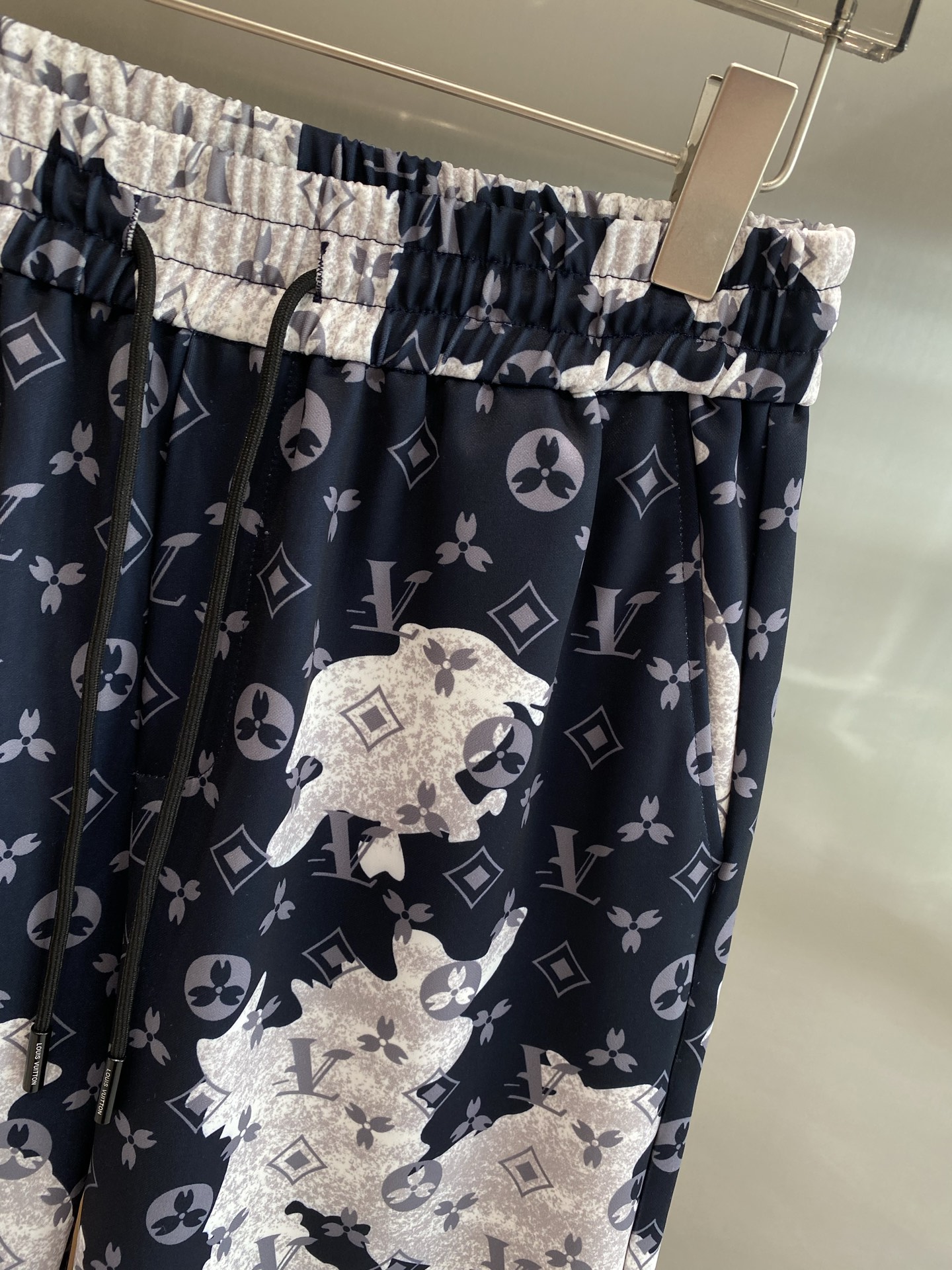 Dark blue paired with white shorts