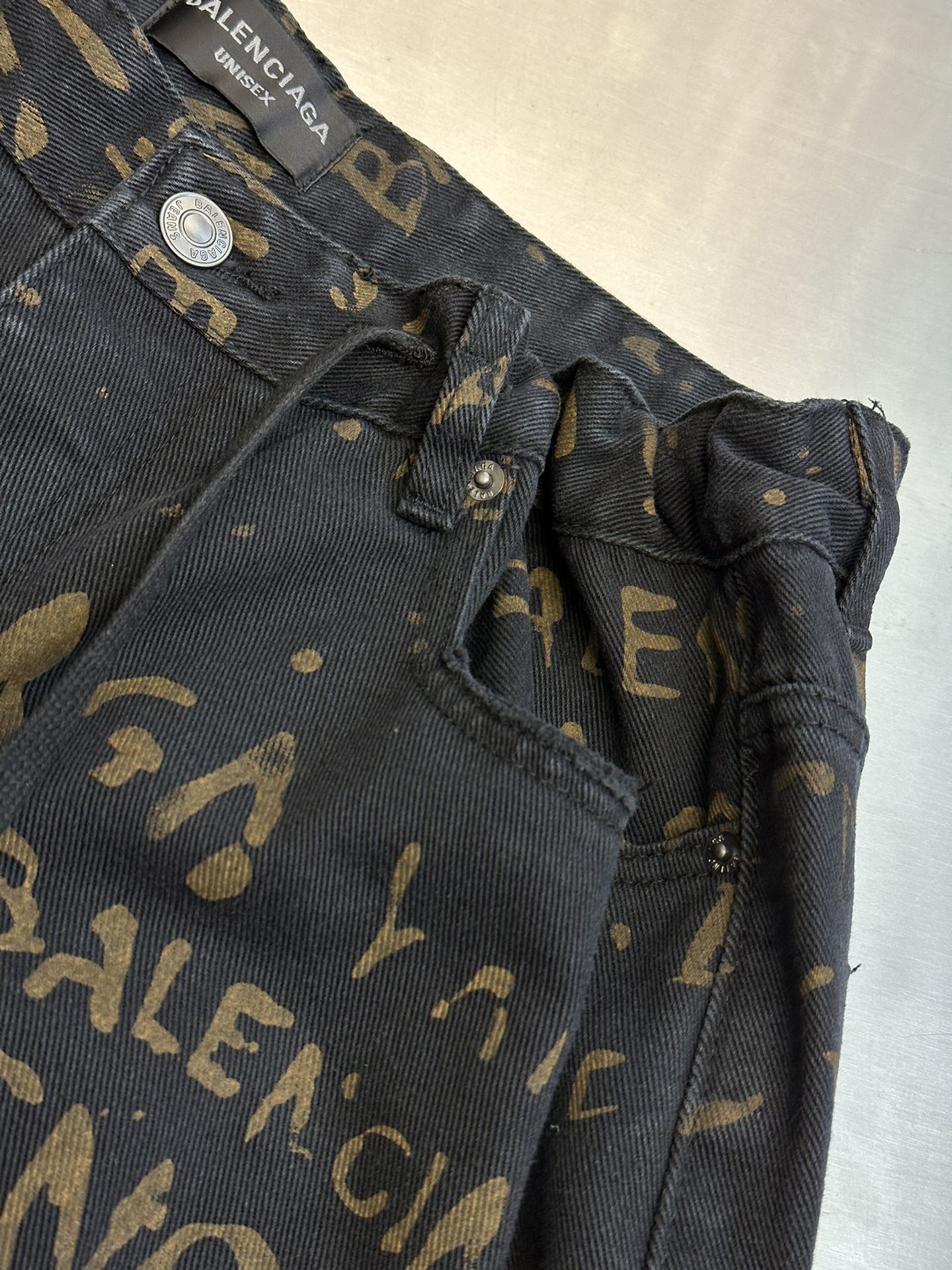 Washed All-Over Printed Jeans