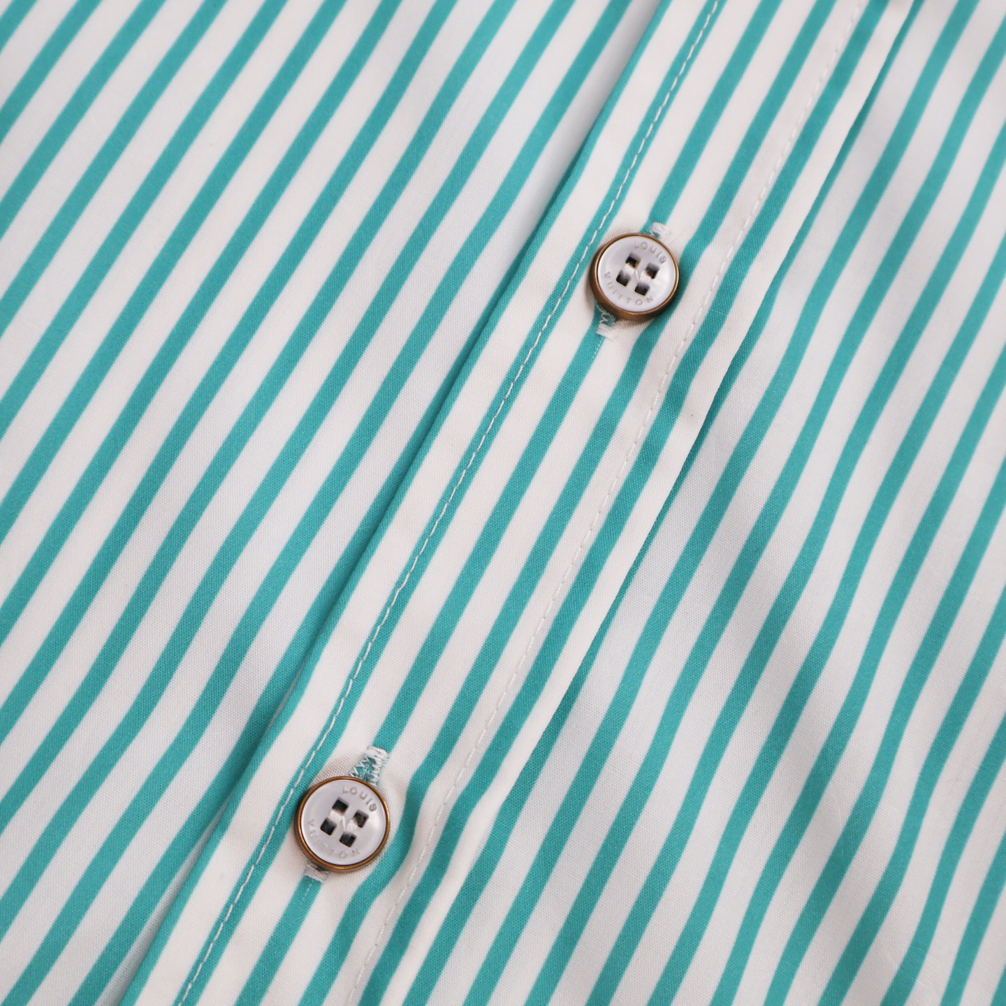 LU Jacquard Logo Green Striped Shirt