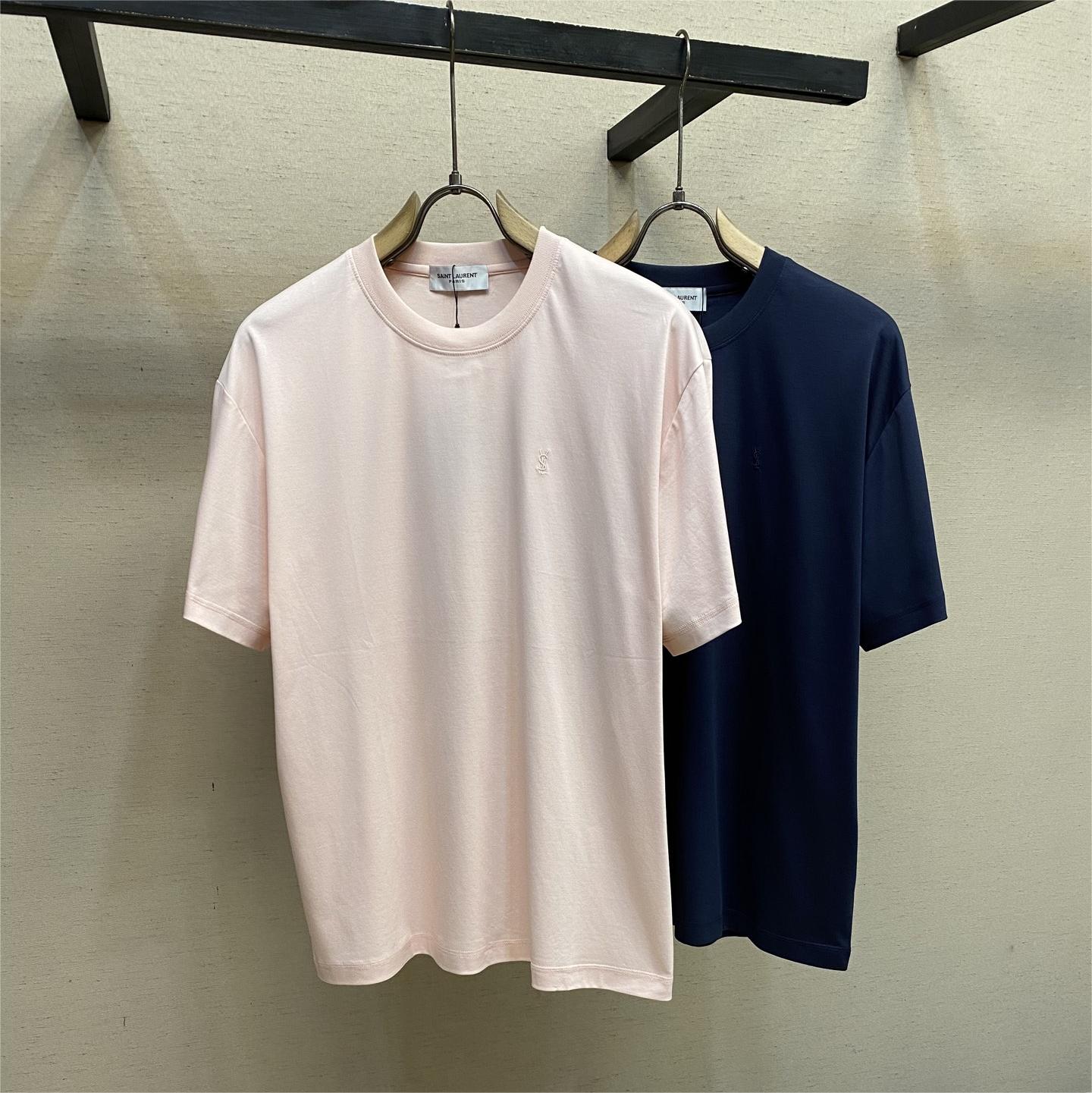 Mulberry Silk Embroidered Short-Sleeve T-Shirt