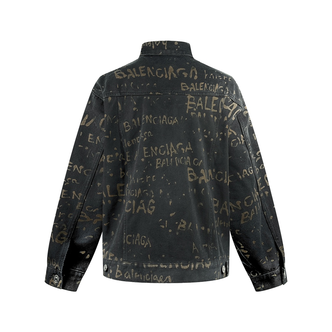 Washed All-Over Print Denim Jacket