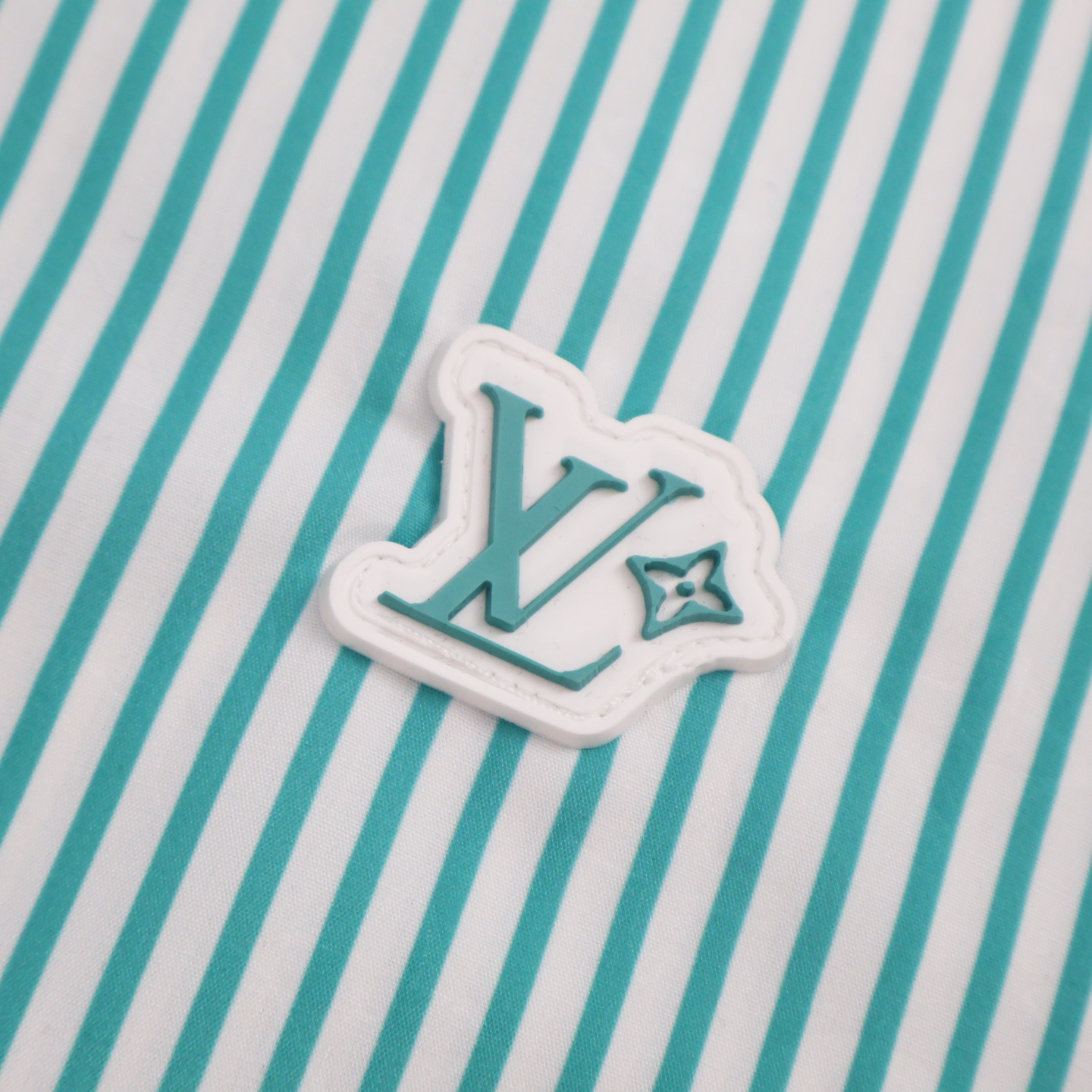 LU Jacquard Logo Green Striped Shirt