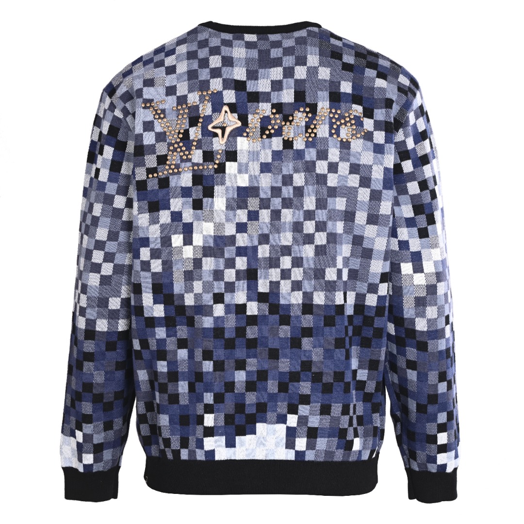 Gradient Mosaic Jacquard Ribbed Knit Sweater