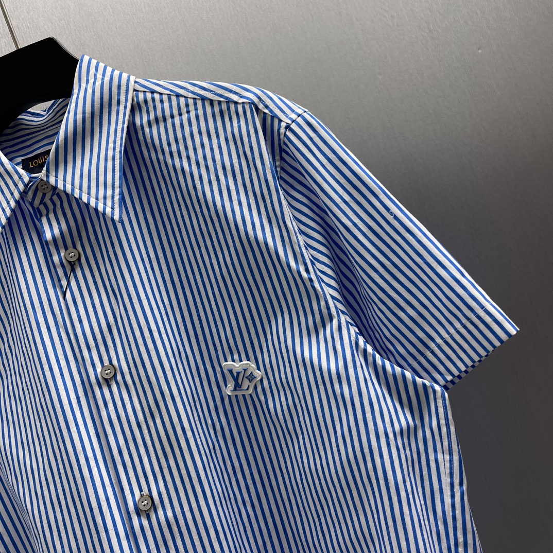 Striped Patchwork Short-Sleeve Shirt