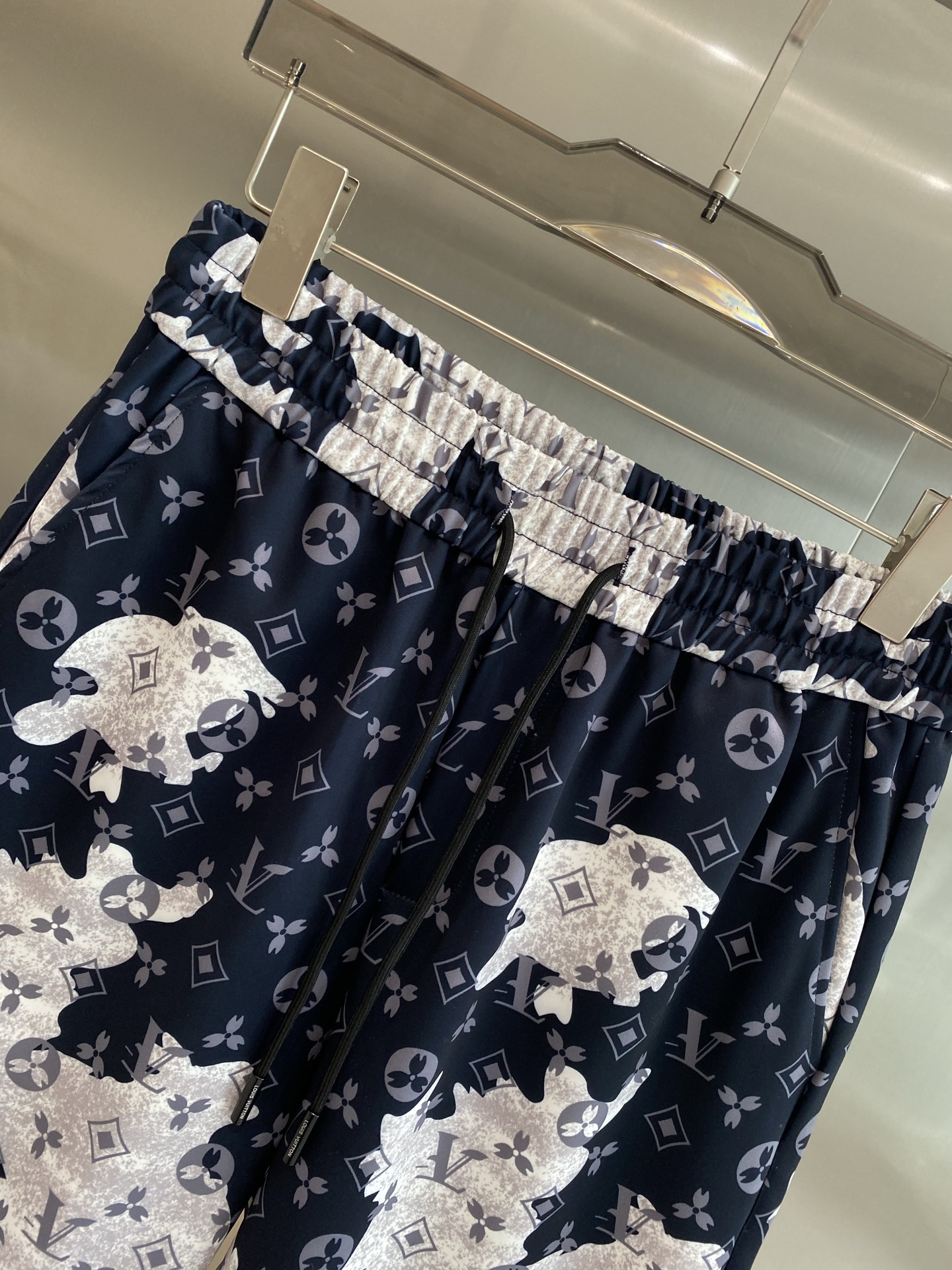 Dark blue paired with white shorts