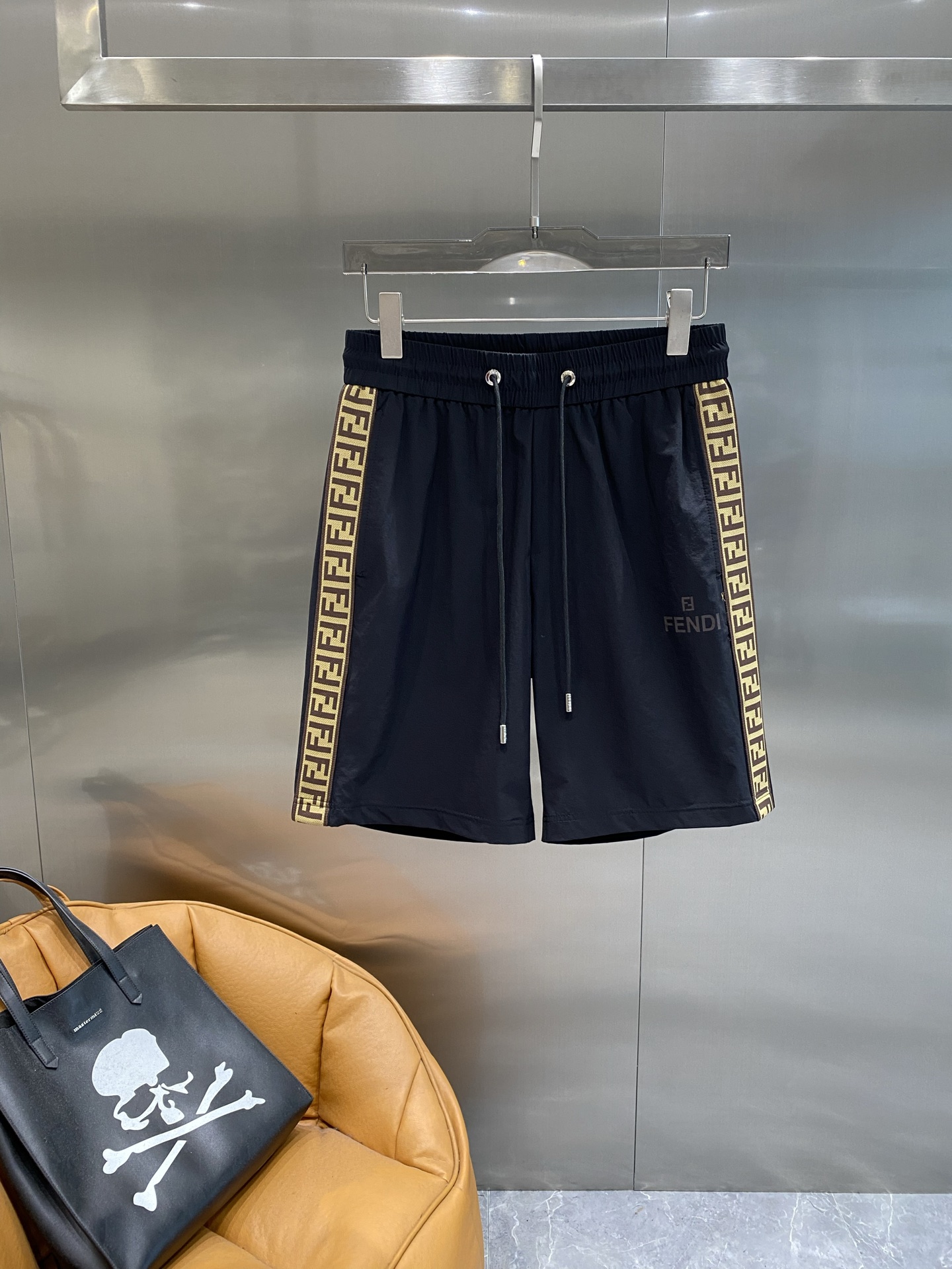 Black Side Printed Shorts