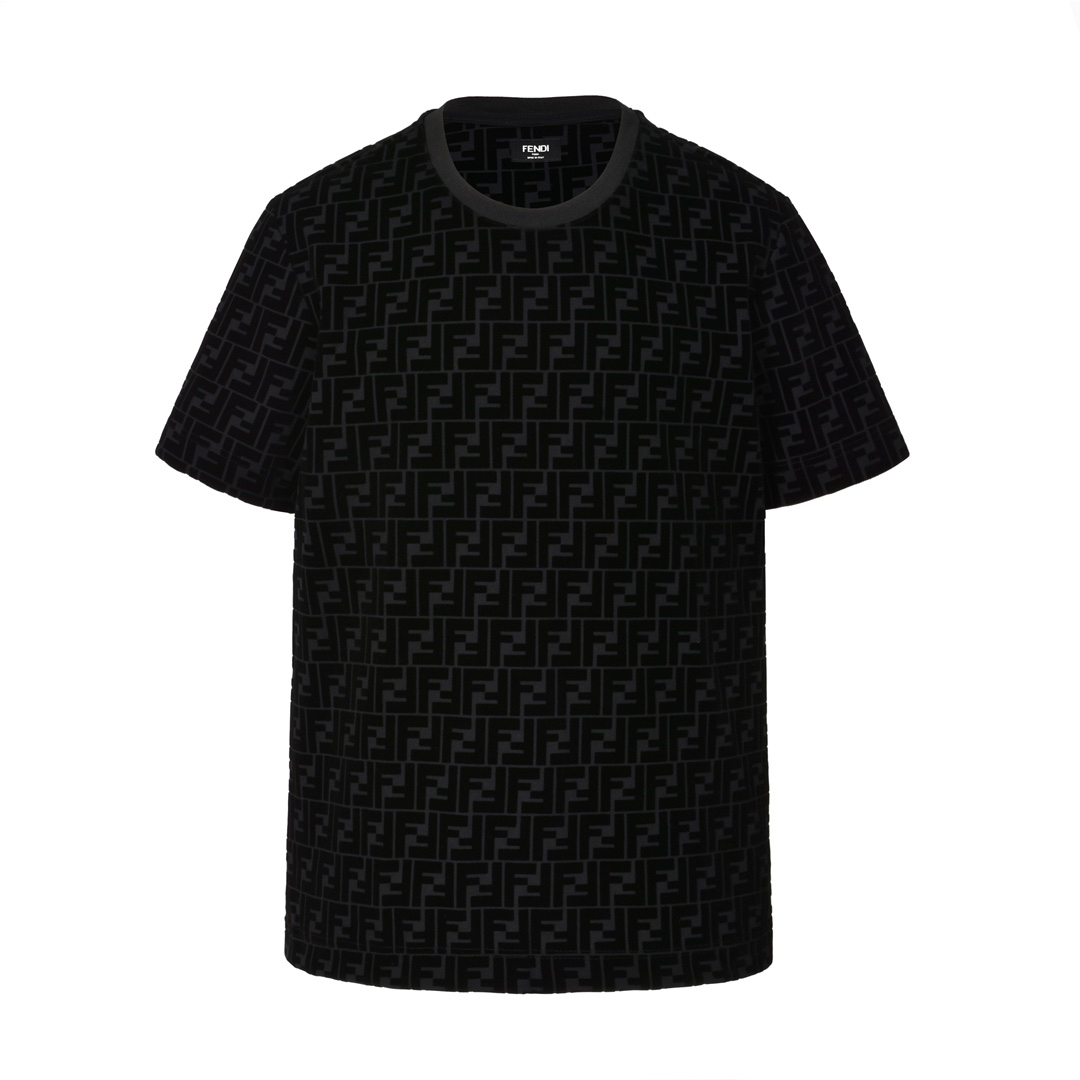 Full print flocking T-shirt (black)