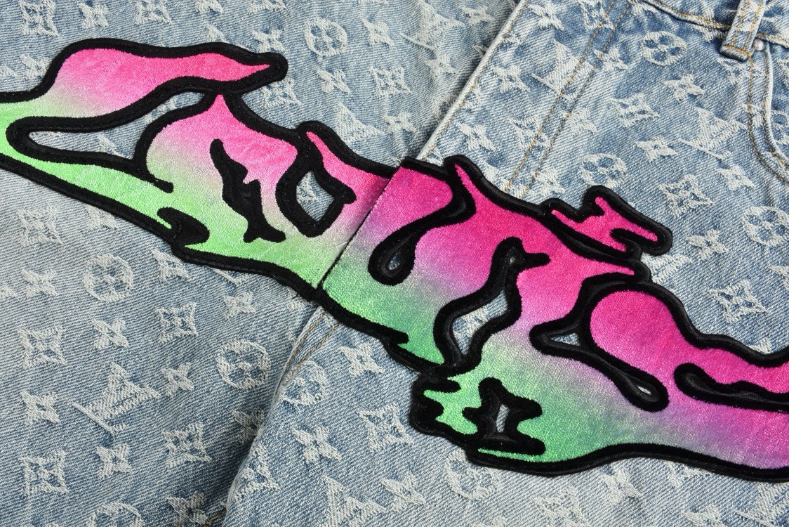 Macaron Embroidered Jacquard Jeans