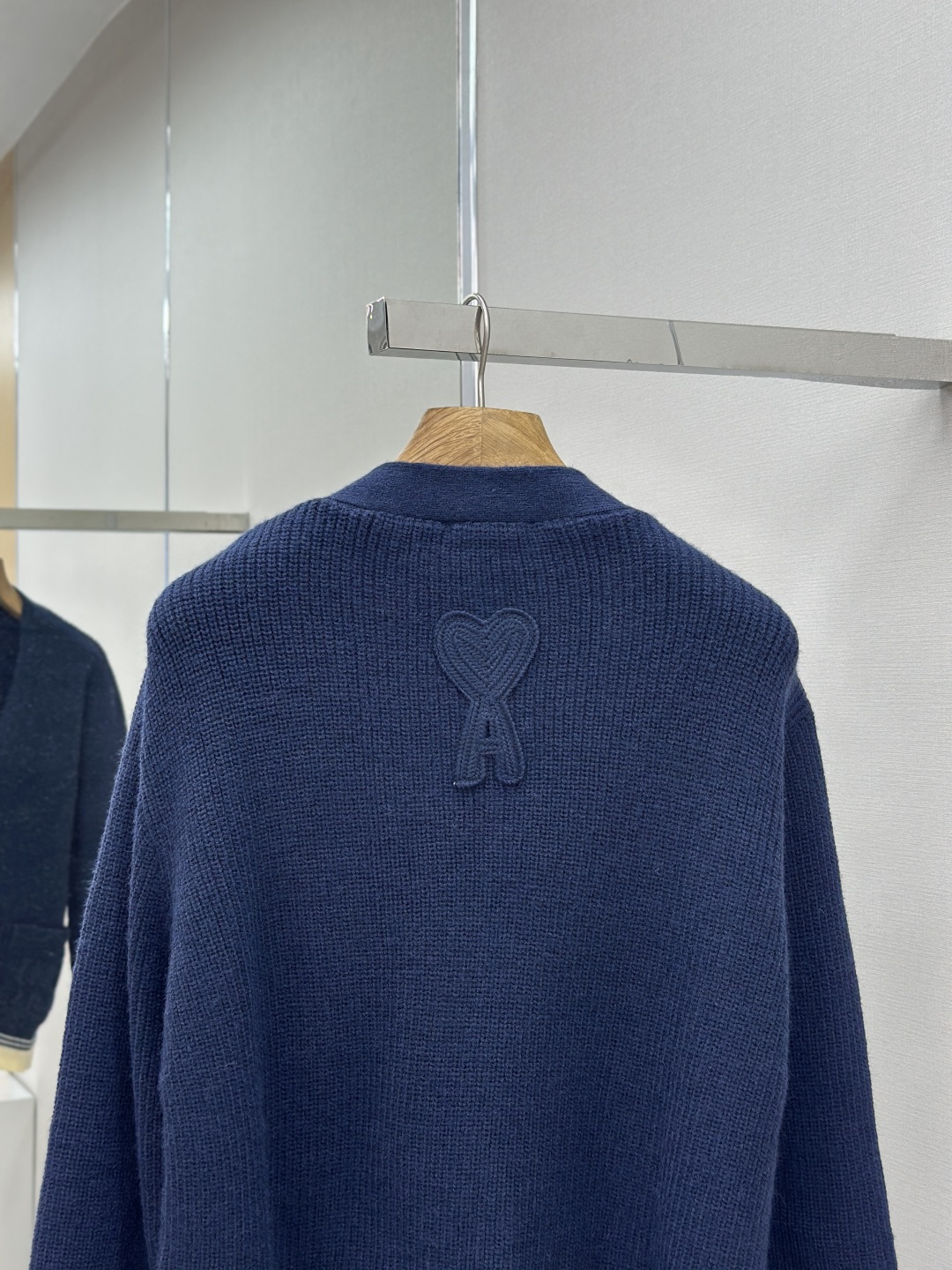 New Woven ADC Heart Stripe V-Neck Cardigan Sweater