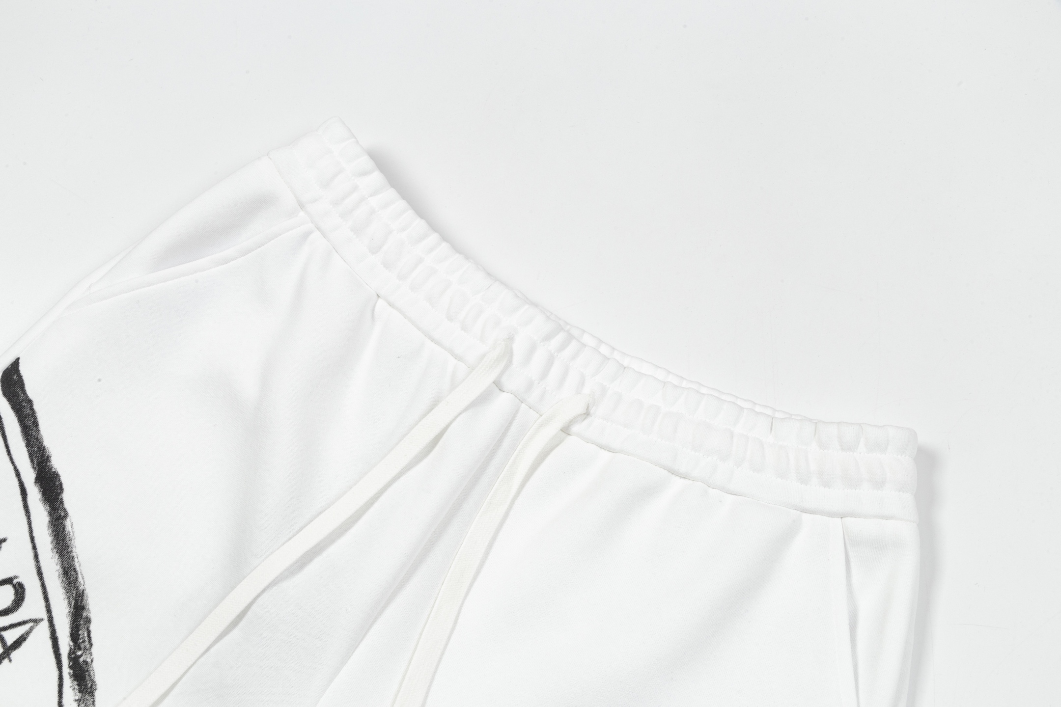 White Graffiti Print Shorts