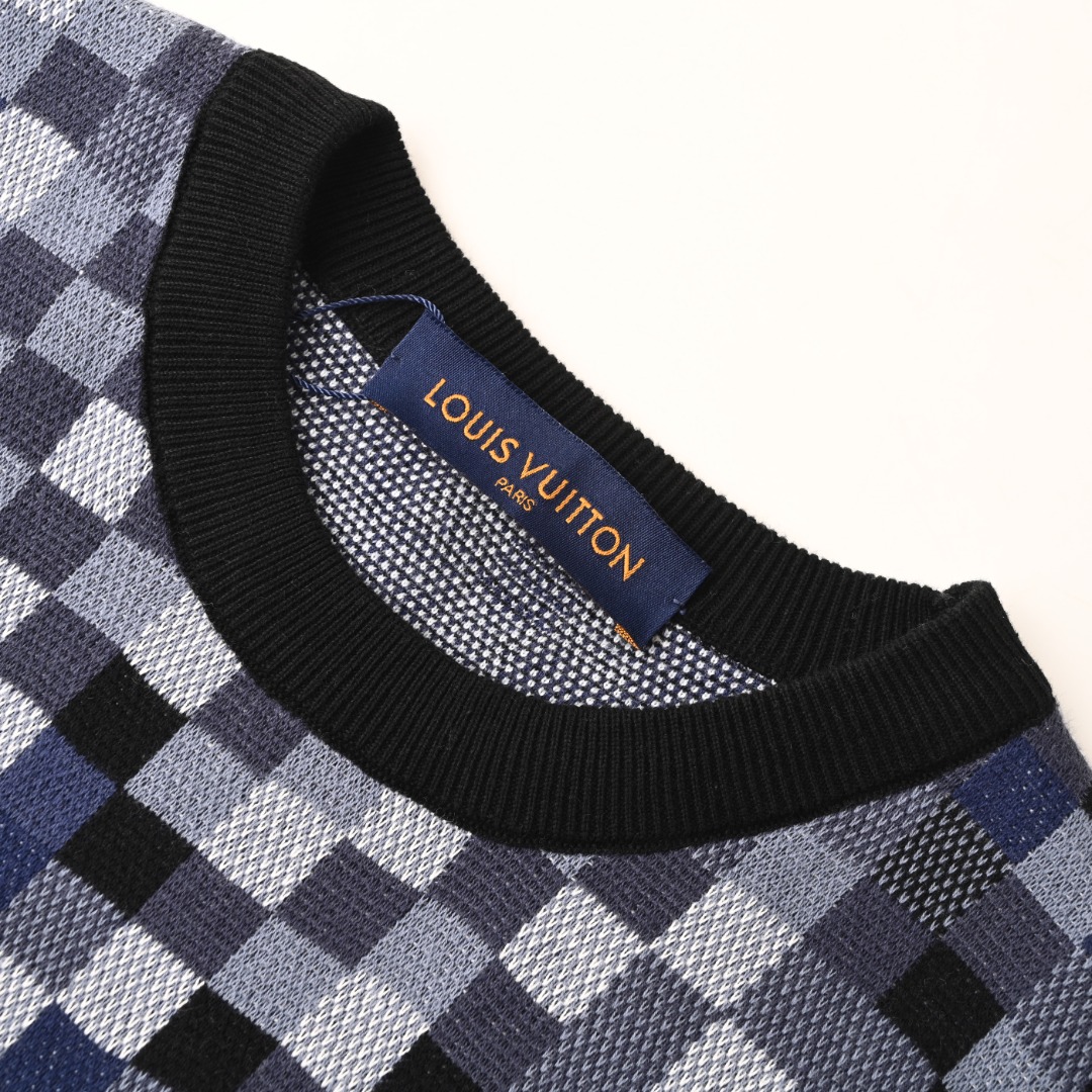 Gradient Mosaic Jacquard Ribbed Knit Sweater