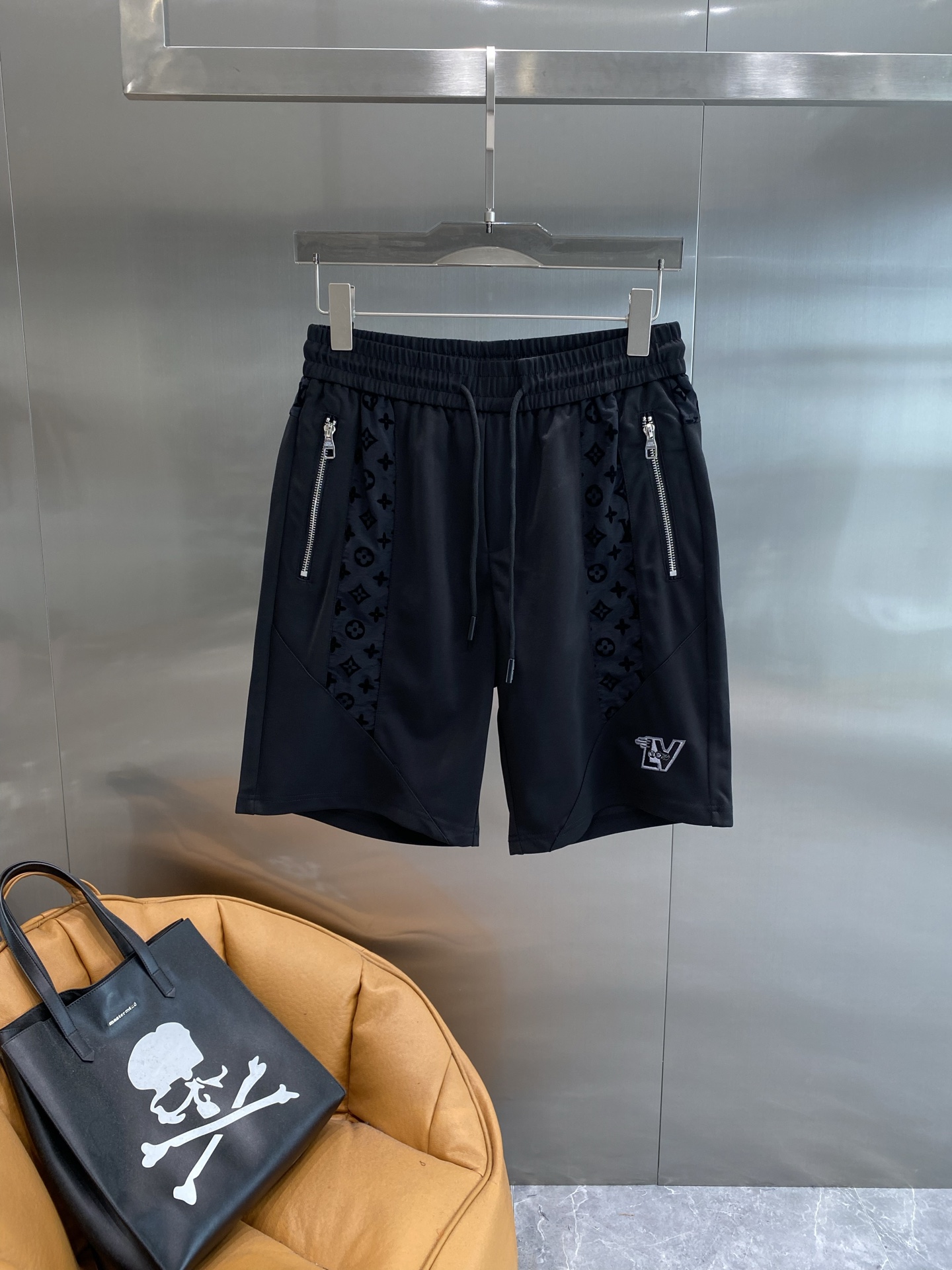 Black Monogram Shorts